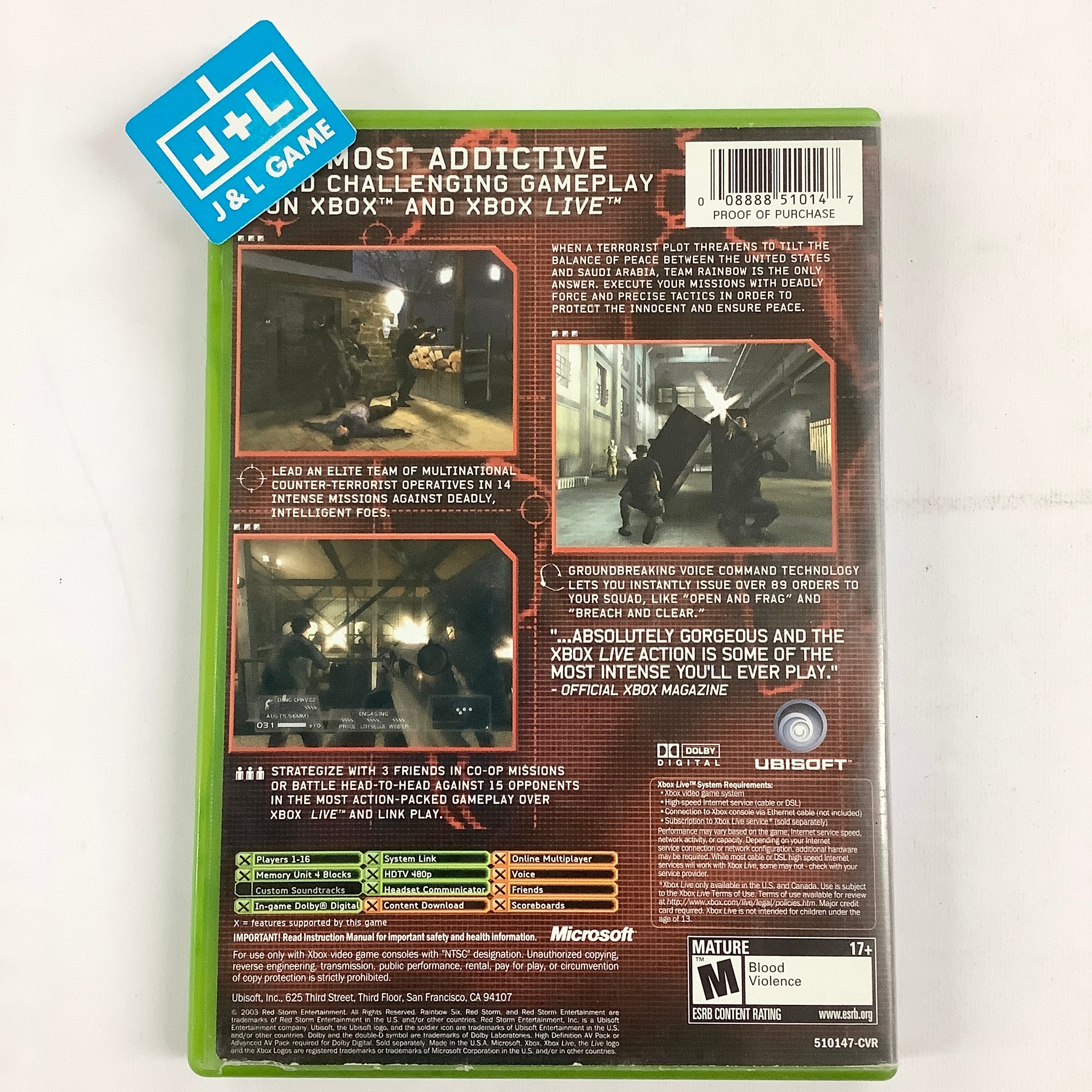 Tom Clancy's Rainbow Six 3 - (XB) Xbox [Pre-Owned] Video Games Ubisoft   