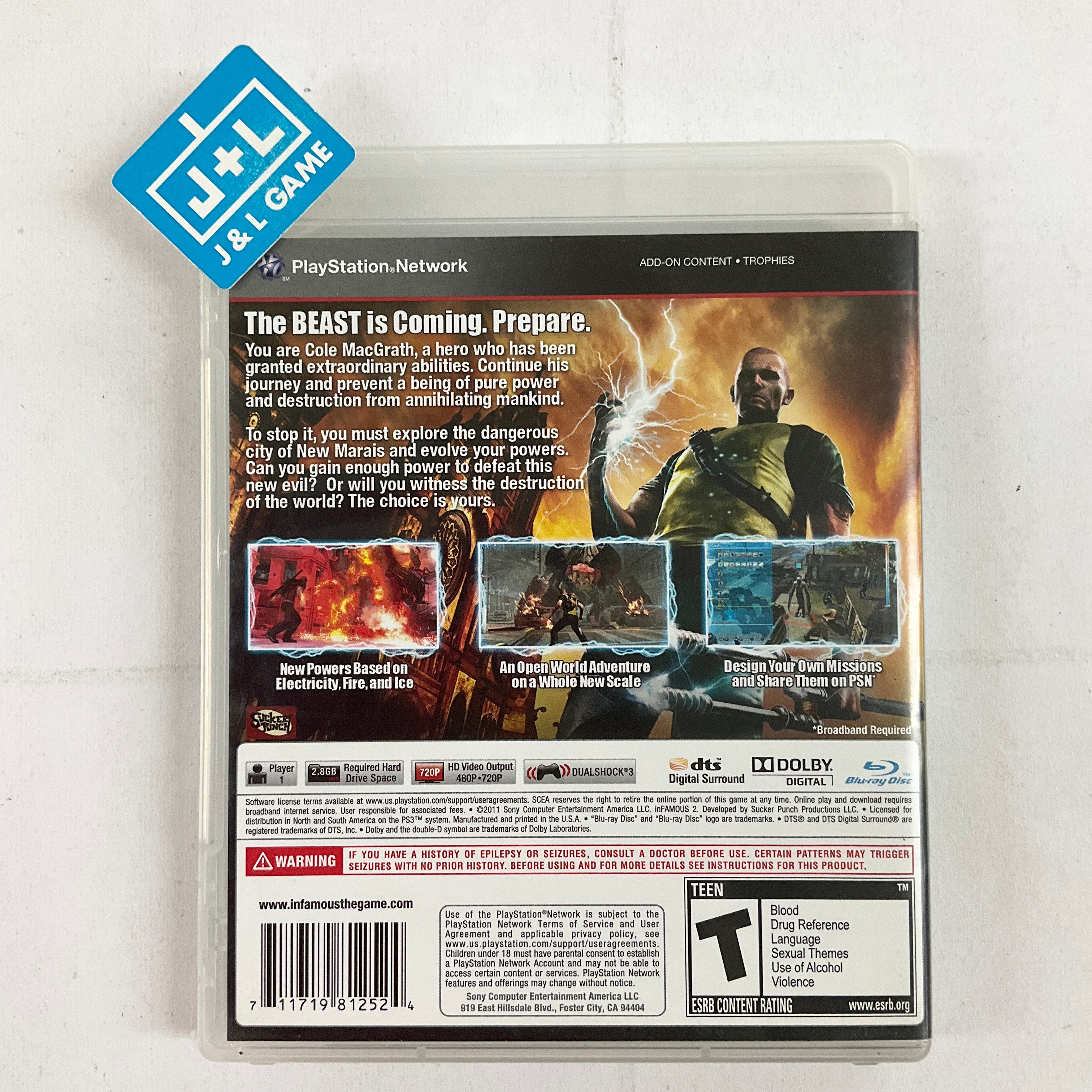inFamous 2 - (PS3) PlayStation 3  [Pre-Owned] Video Games SCEA   