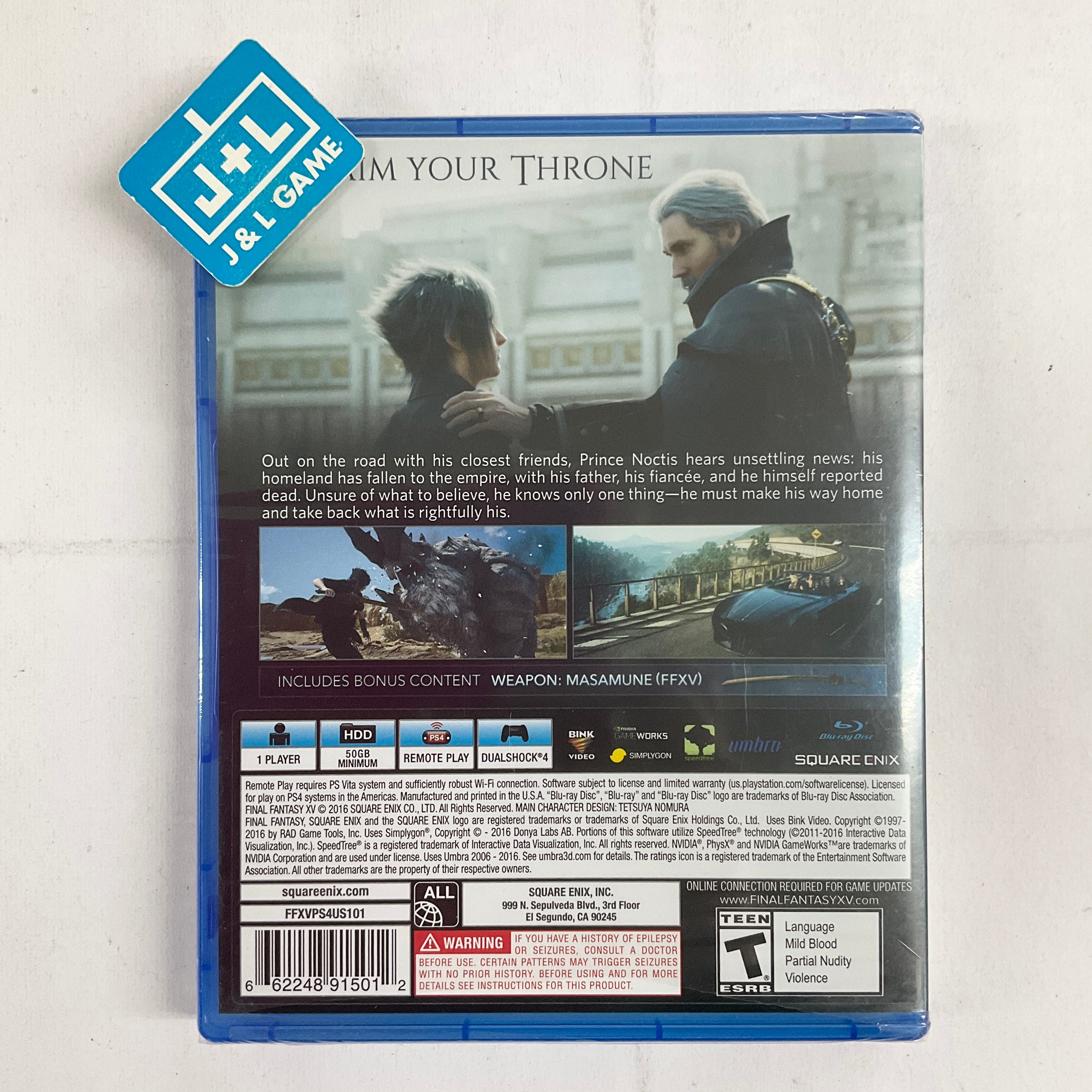 Final Fantasy XV (Day One Edition) - (PS4) PlayStation 4 Video Games Square Enix   
