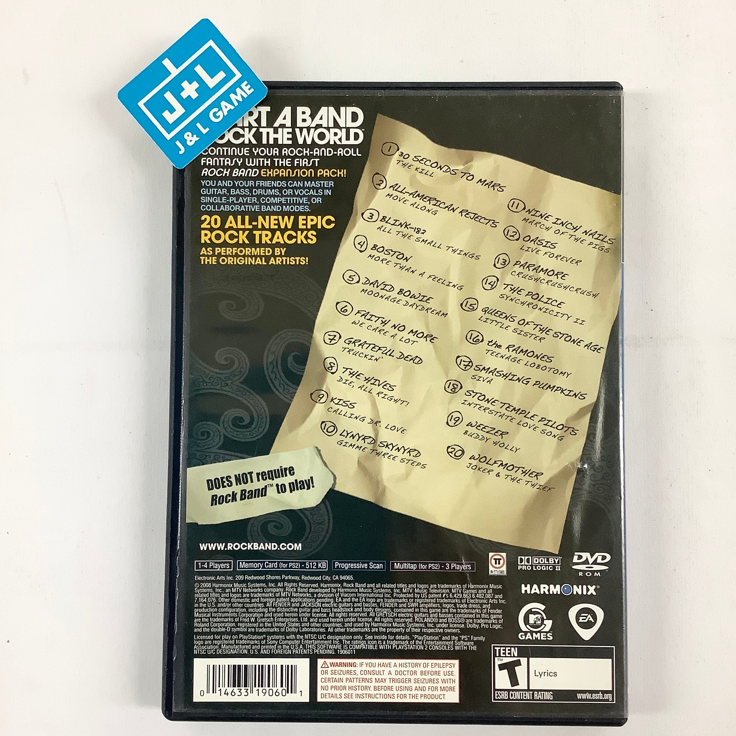 Rock Band Track Pack Volume 1 - (PS2) PlayStation 2 [Pre-Owned] Video Games MTV Games   