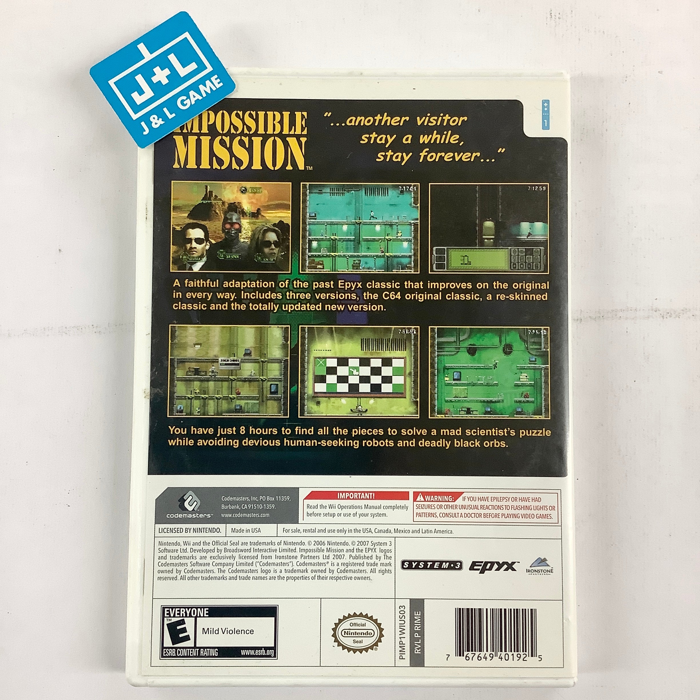 Impossible Mission - Nintendo Wii [Pre-Owned] Video Games Codemasters   