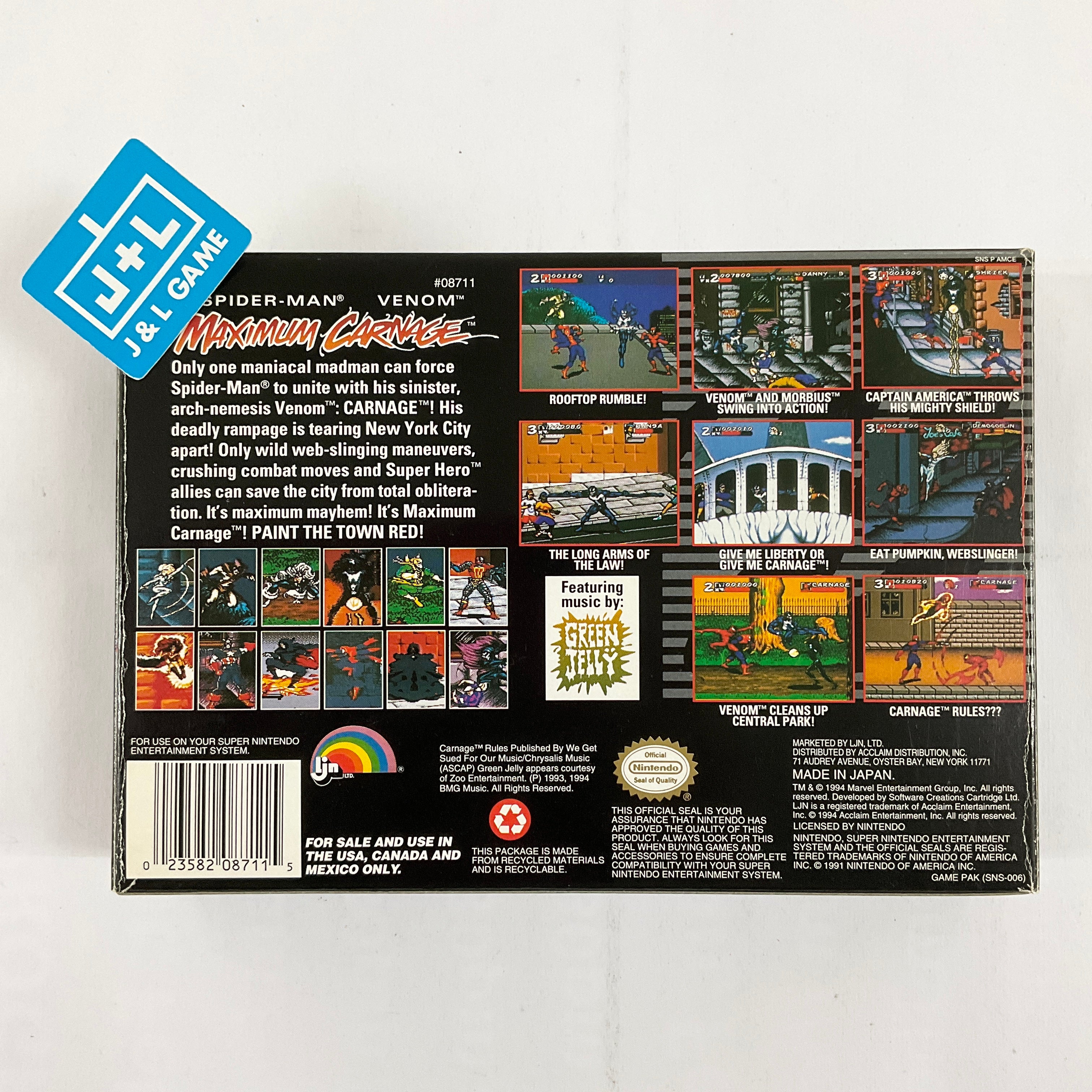 Spider-Man & Venom: Maximum Carnage - (SNES) Super Nintendo [Pre-Owned] Video Games LJN Ltd.   
