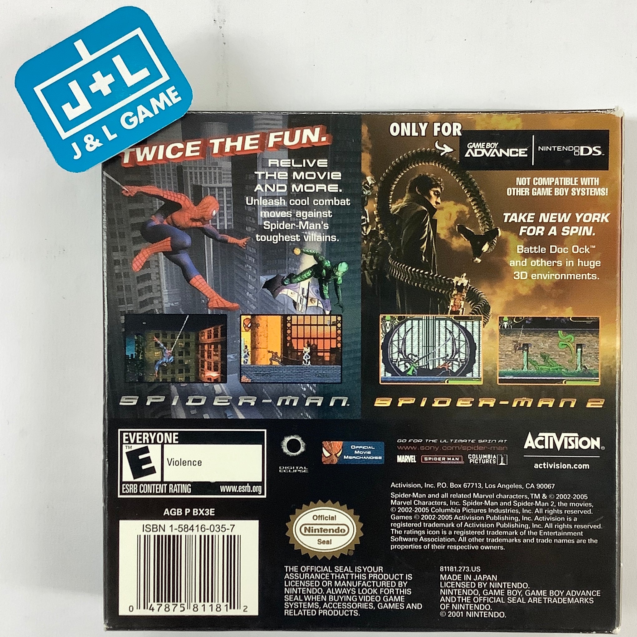 2 In 1 Game Pack: Spider-Man / Spider-Man 2 - (GBA) Game Boy Advance [Pre-Owned] Video Games Activision   