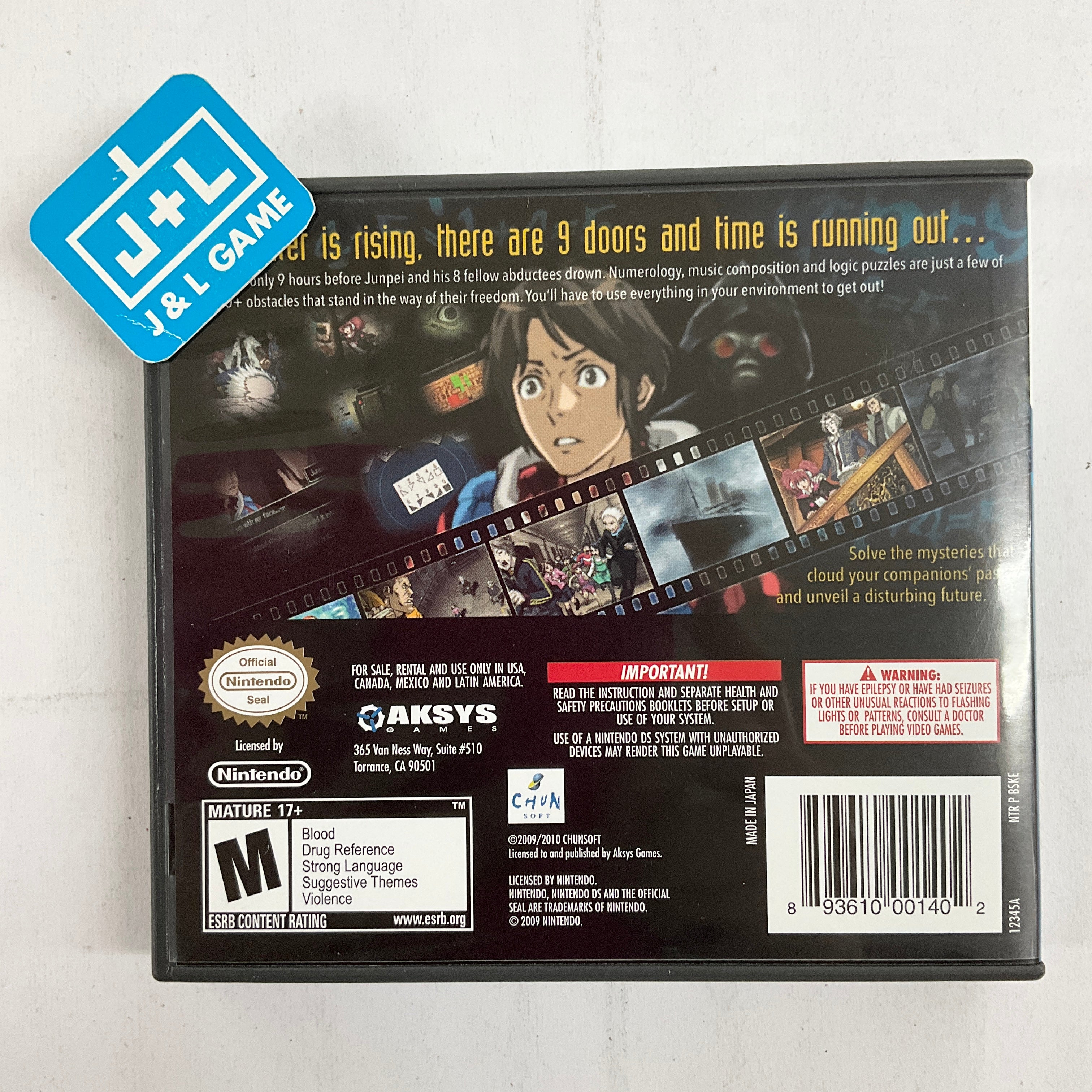 任天堂/٩꒰๑❛▿❛ ॢ̩꒱DS Zero Escape: Nine Hours, Nine Persons, Nine Doors - (NDS) Nintendo