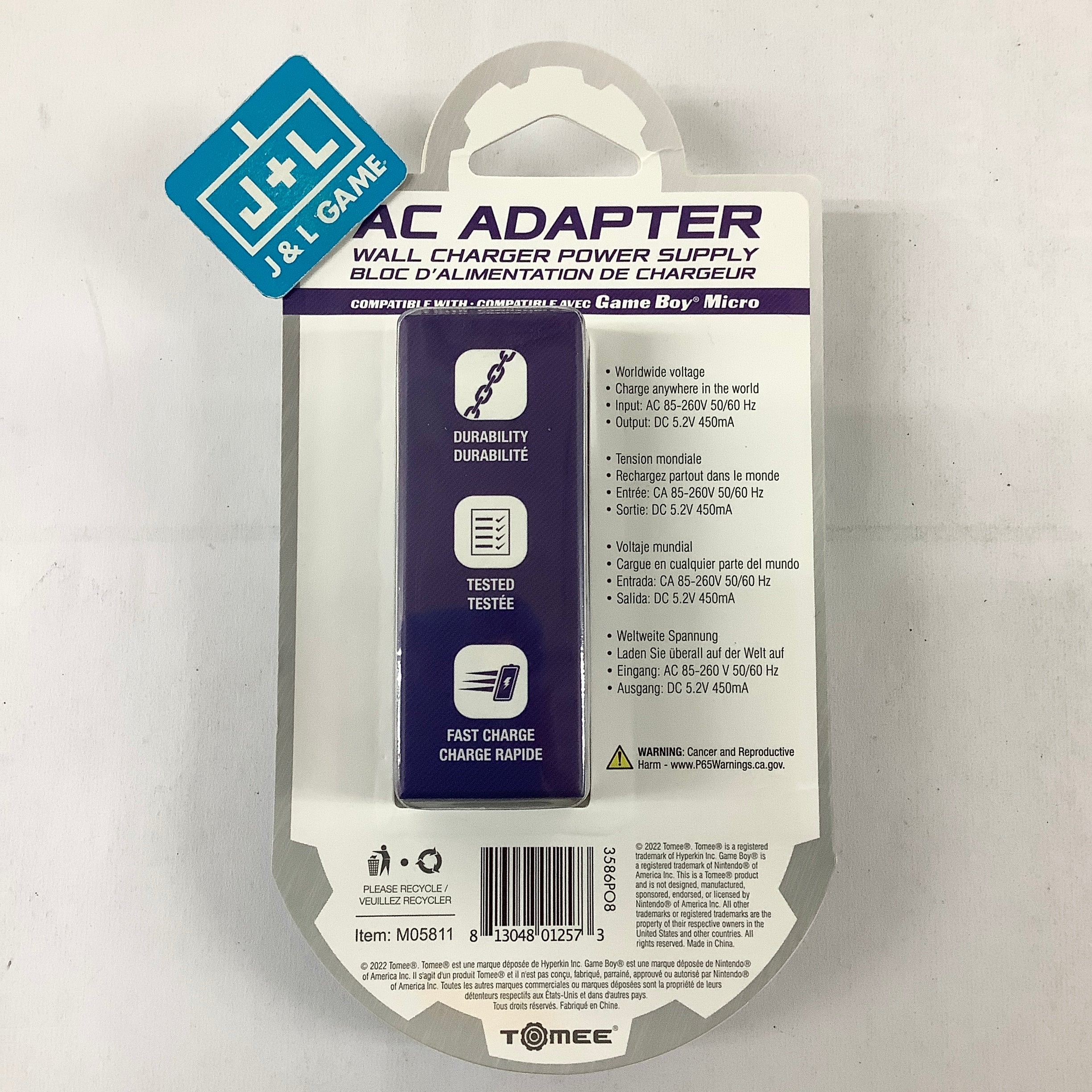 Tomee AC Adapter for Game Boy Micro - (GBA) Game Boy Advance | J&L Game