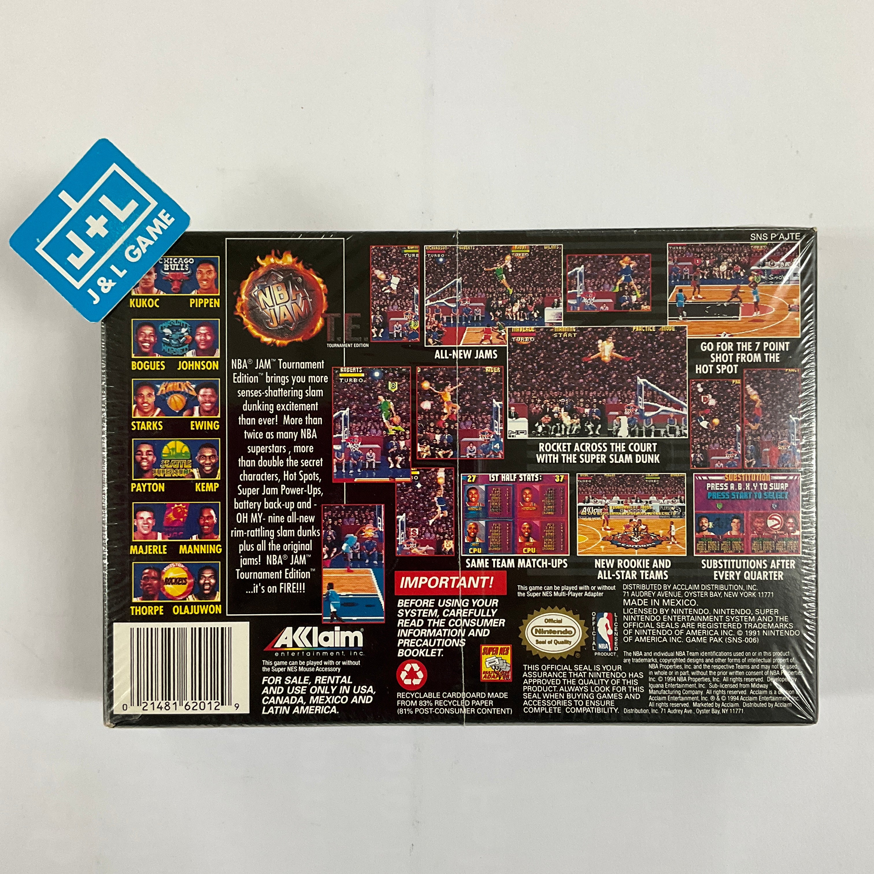 NBA Jam: Tournament Edition - (SNES) Super Nintendo  [Pre-Owned] Video Games Acclaim   