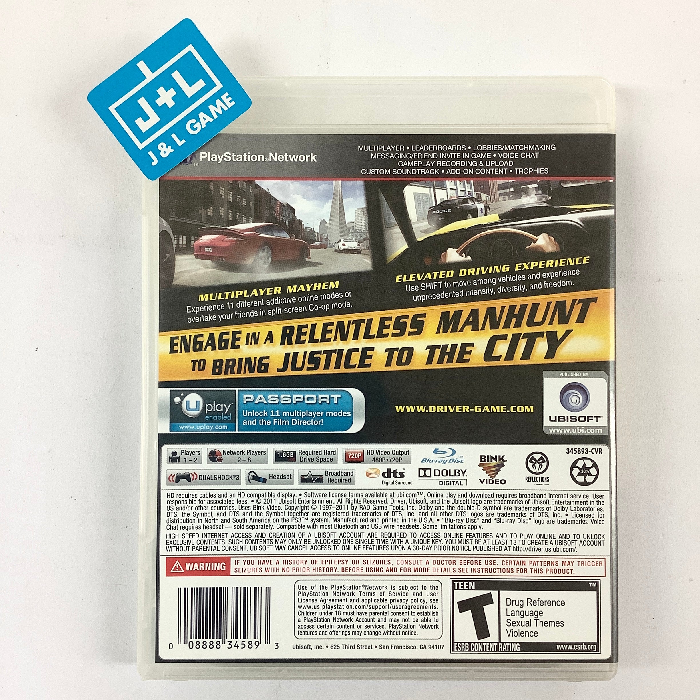 Driver: San Francisco - (PS3) PlayStation 3 [Pre-Owned] Video Games Ubisoft   