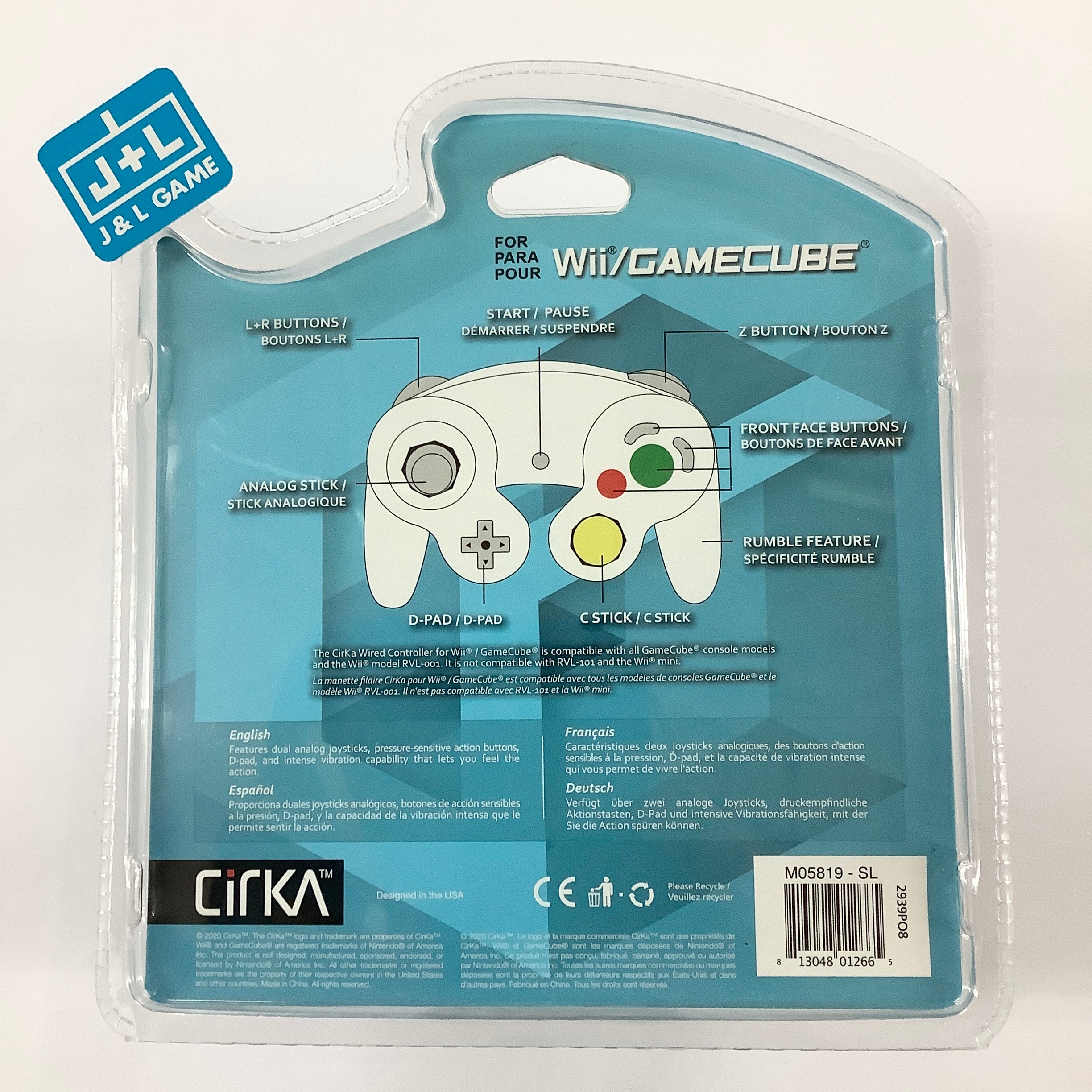 CirKa GameCube/Wii Wired Controller (Silver) - (GC) GameCube Accessories Cirka   