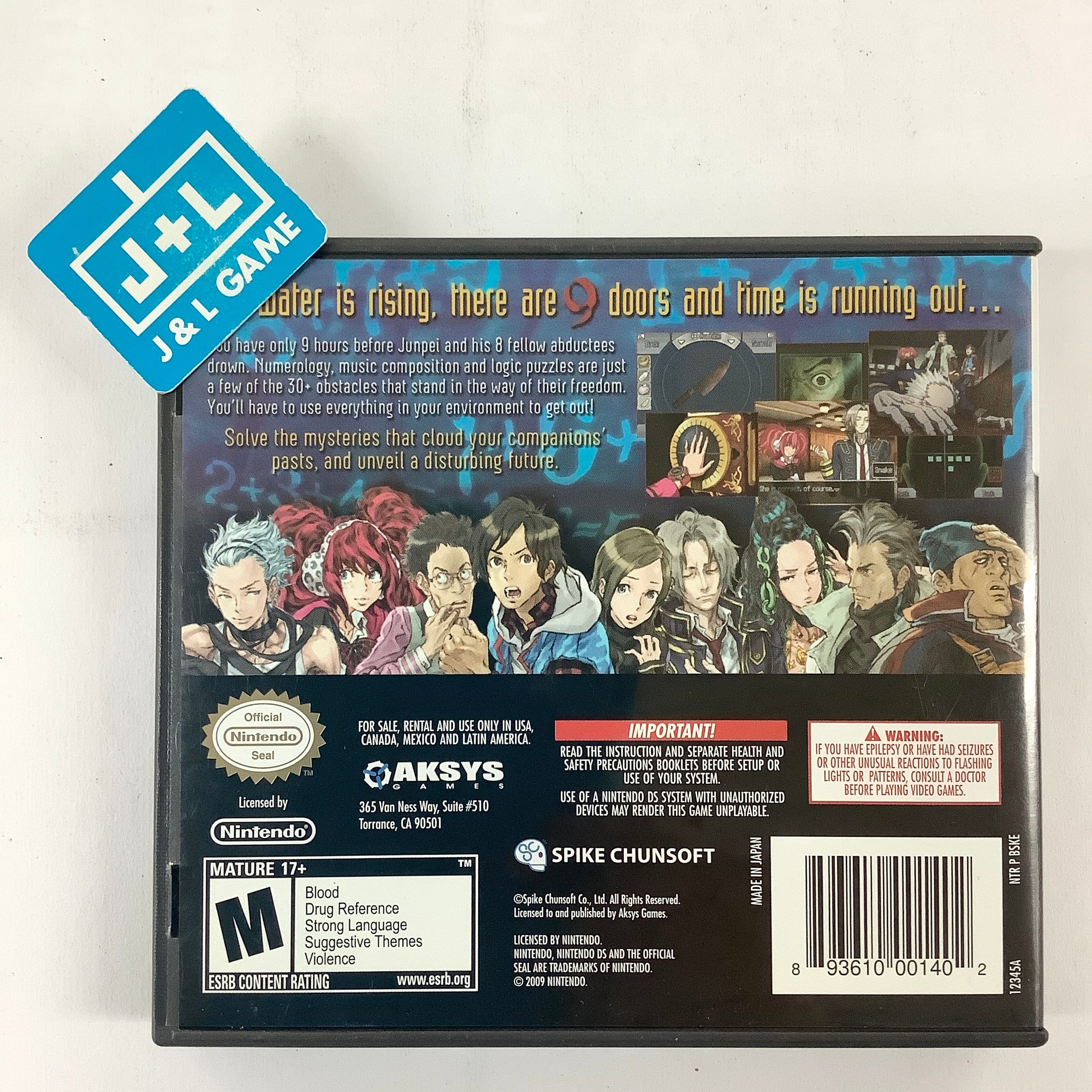 Zero Escape: Nine Hours, Nine Persons, Nine Doors - (NDS) Nintendo