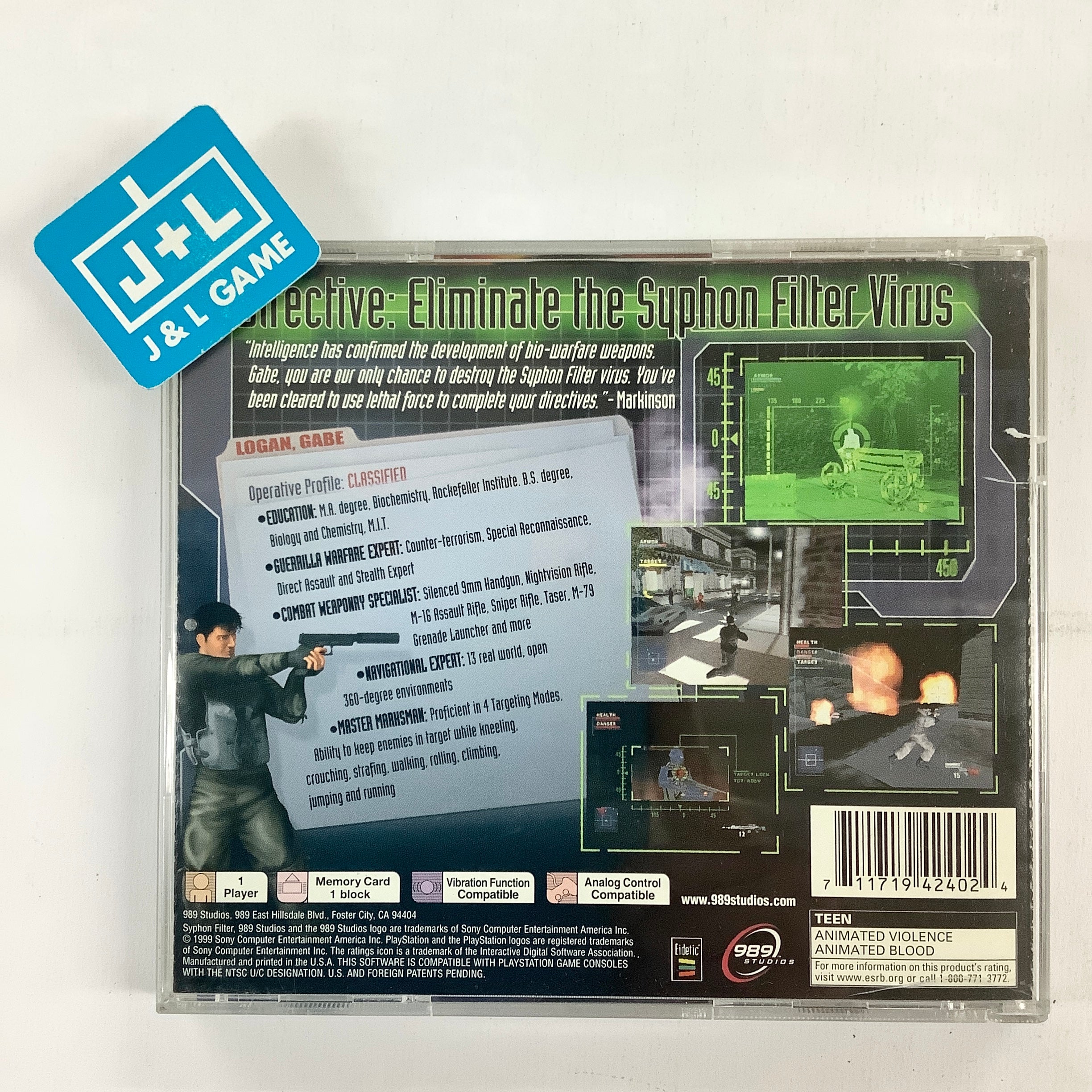 Syphon Filter - (PS1) PlayStation 1 [Pre-Owned] Video Games 989 Studios   