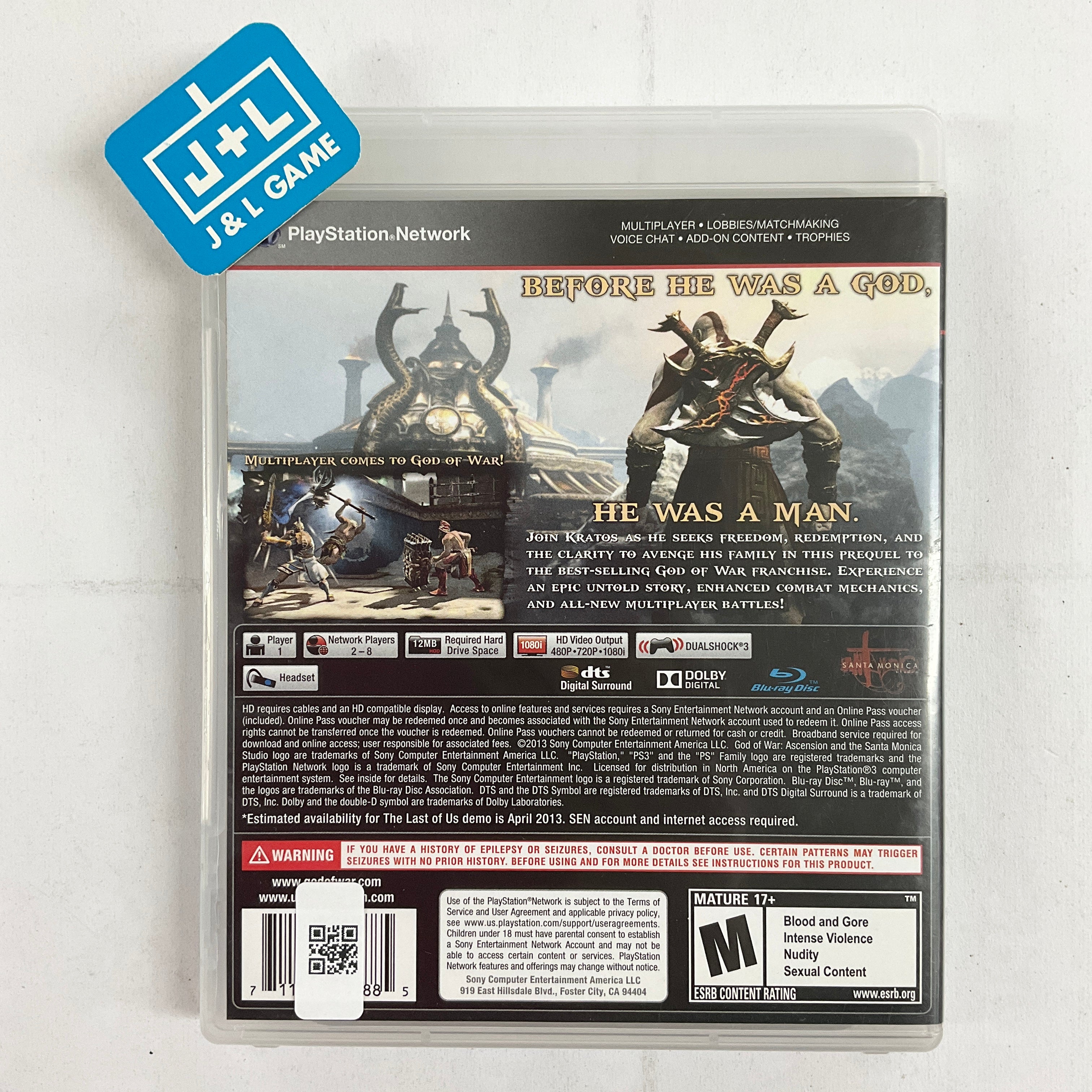 God of War Ascension PS3 PlayStation 3 Pre Owned J L Game