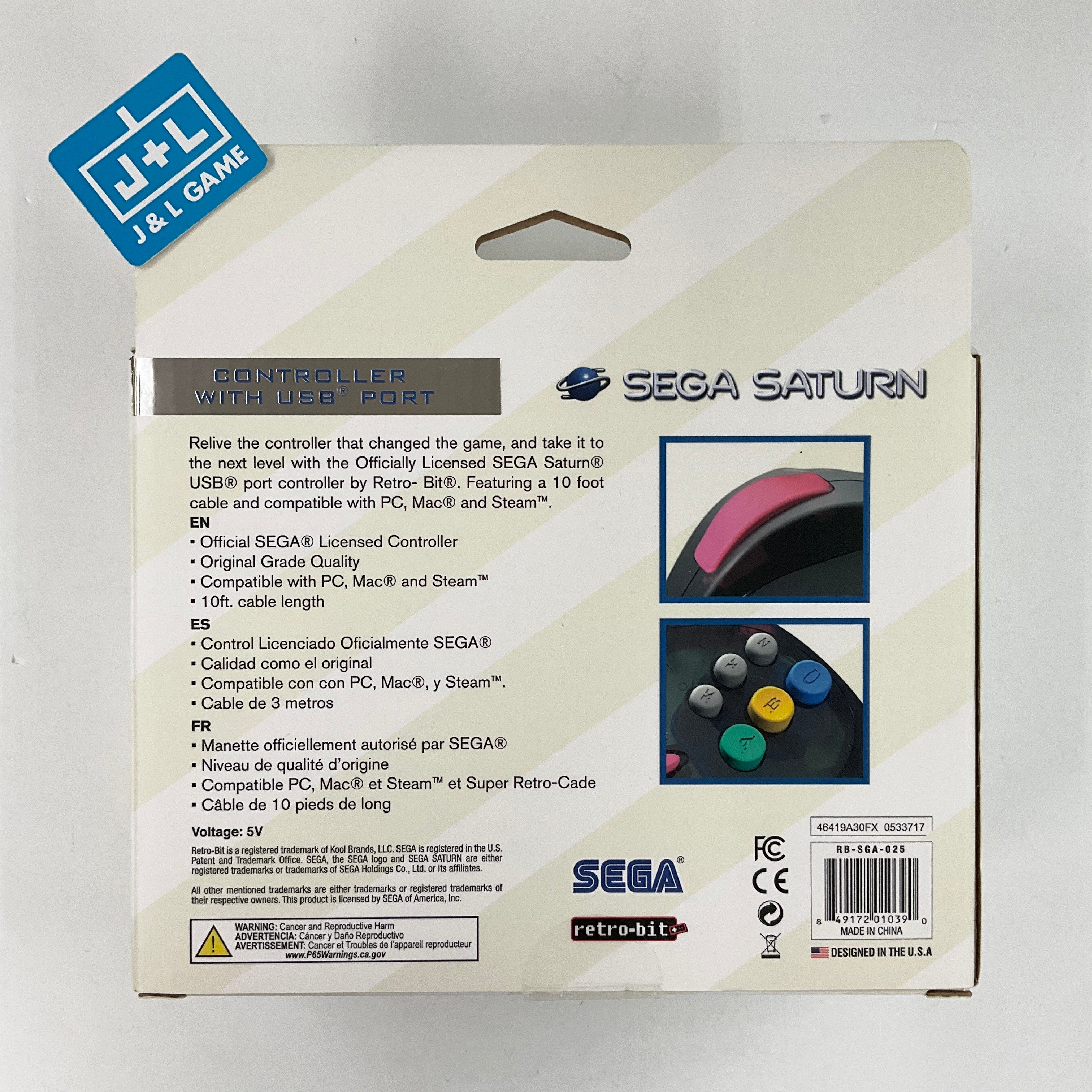 Retro-Bit Official Sega Saturn USB Controller Pad (Model 2) - USB Port (Slate Grey) Accessories Retro-Bit   