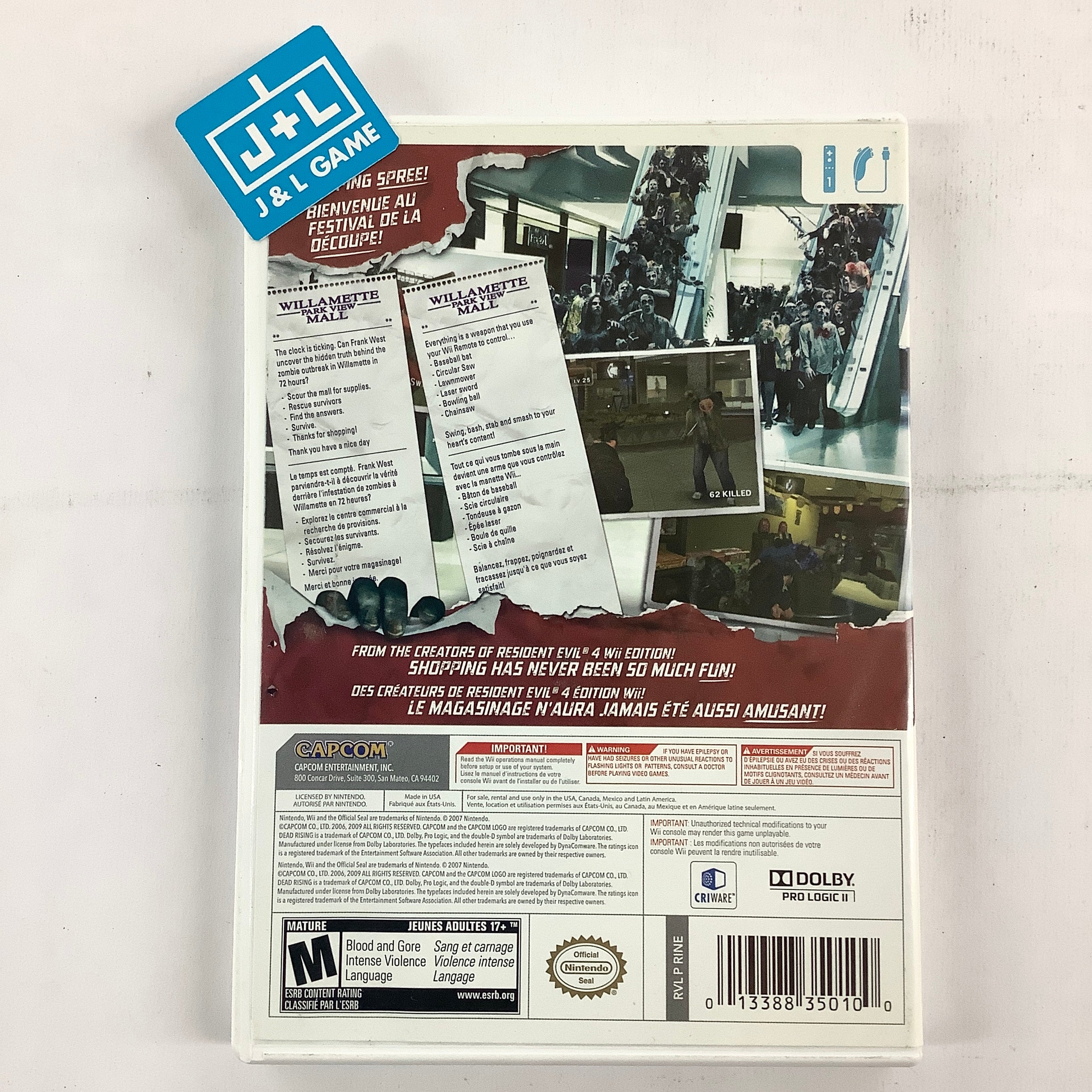 Dead Rising: Chop Till You Drop - Nintendo Wii [Pre-Owned] Video Games Capcom   