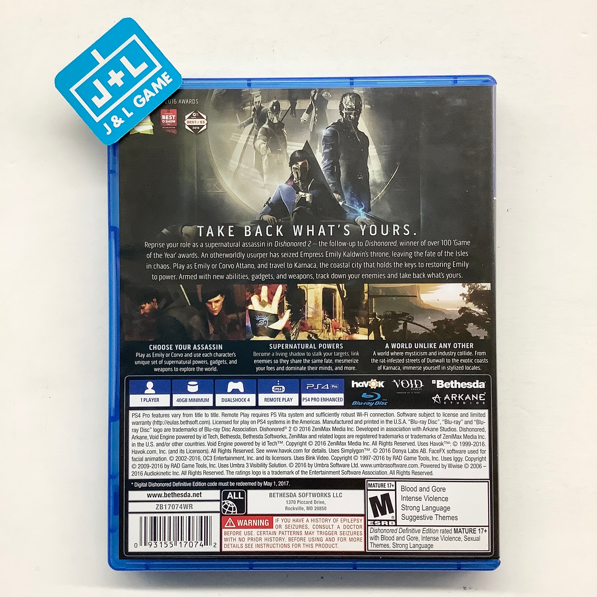 【中古】「非常に良い」Dishonored 2 (輸入版:北米) - PS4 Dishonored 2 - (PS4) PlayStation 4 [Pre-Owned] | J&L Game