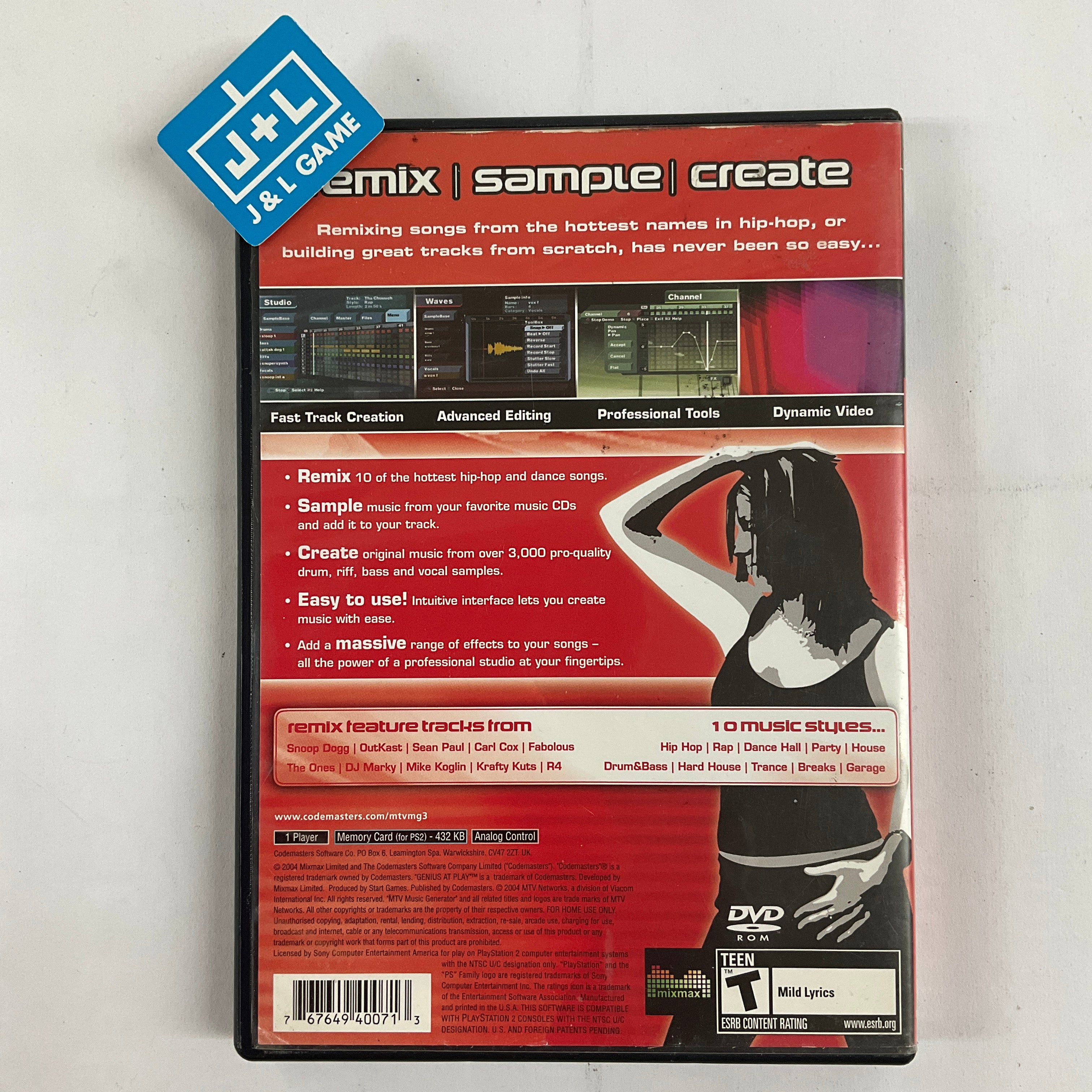 MTV Music Generator 3: This is the Remix - (PS2) PlayStation 2 [Pre-Owned] Video Games Codemasters   