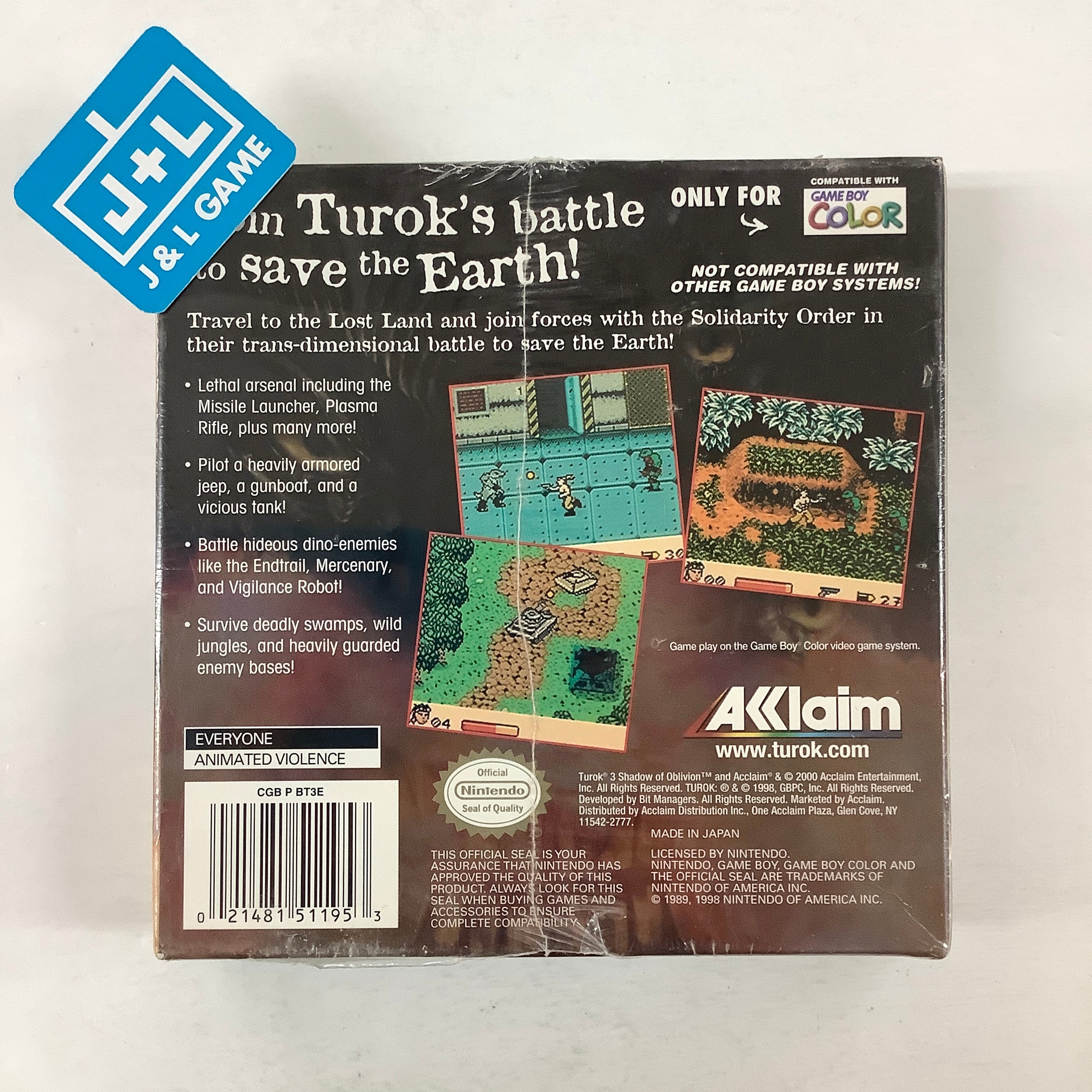 Turok 3: Shadow of Oblivion - (GBC) Game Boy Color Video Games Acclaim   