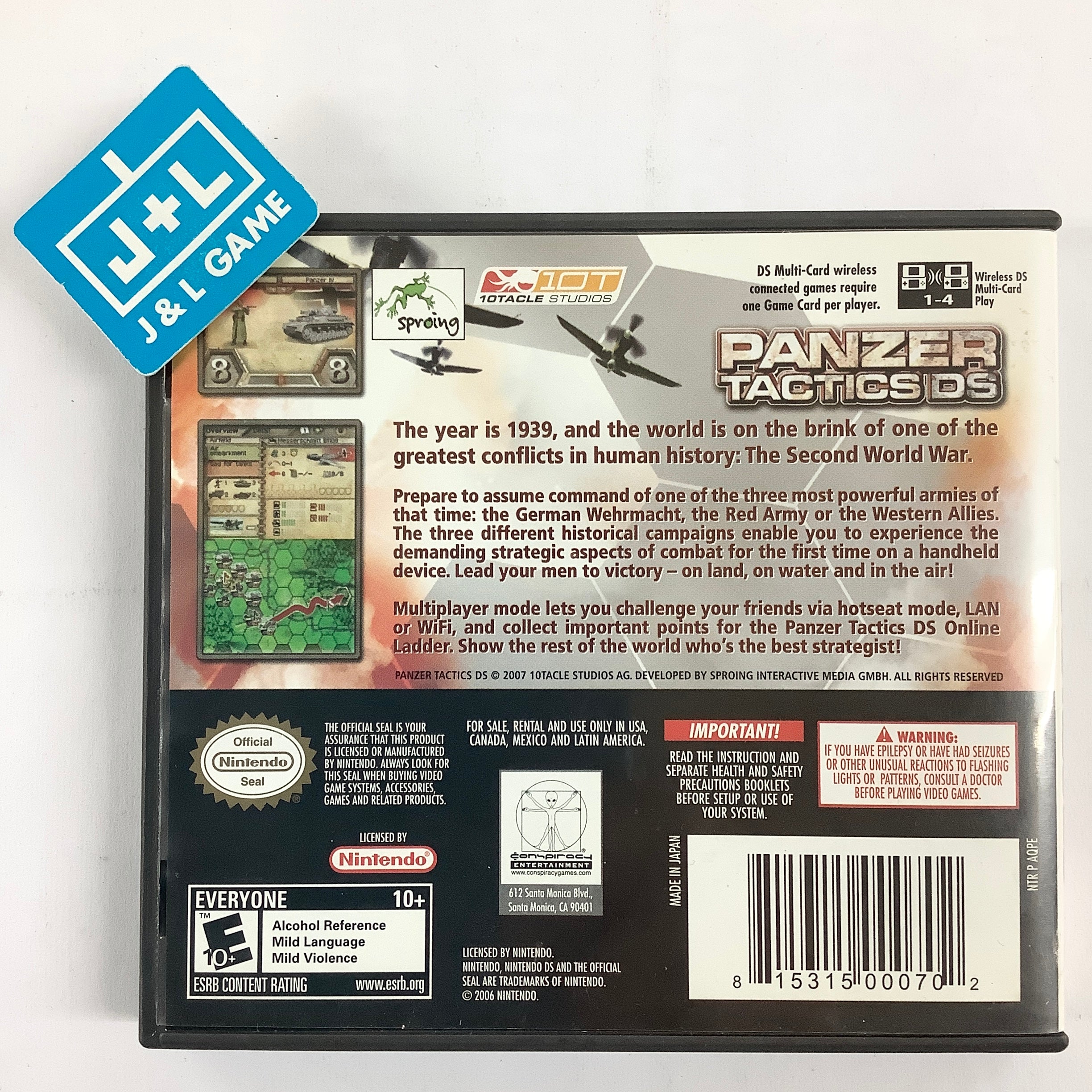 Panzer Tactics DS - (NDS) Nintendo DS [Pre-Owned] Video Games Conspiracy Entertainment   