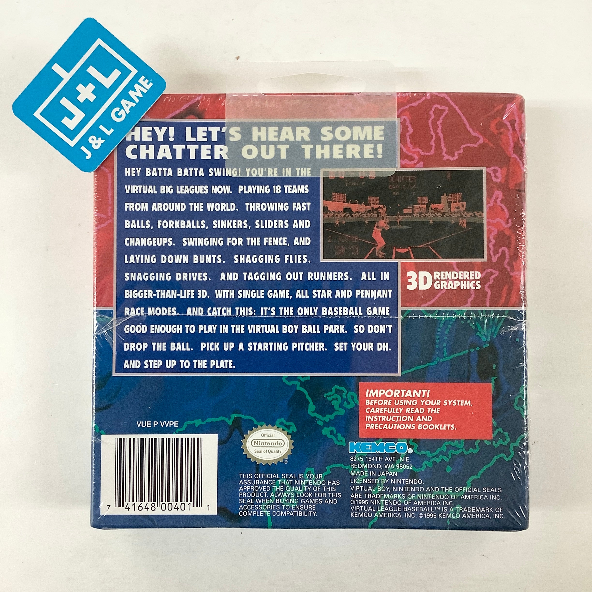 Virtual League Baseball - (VB) Virtual Boy Video Games Kemco   