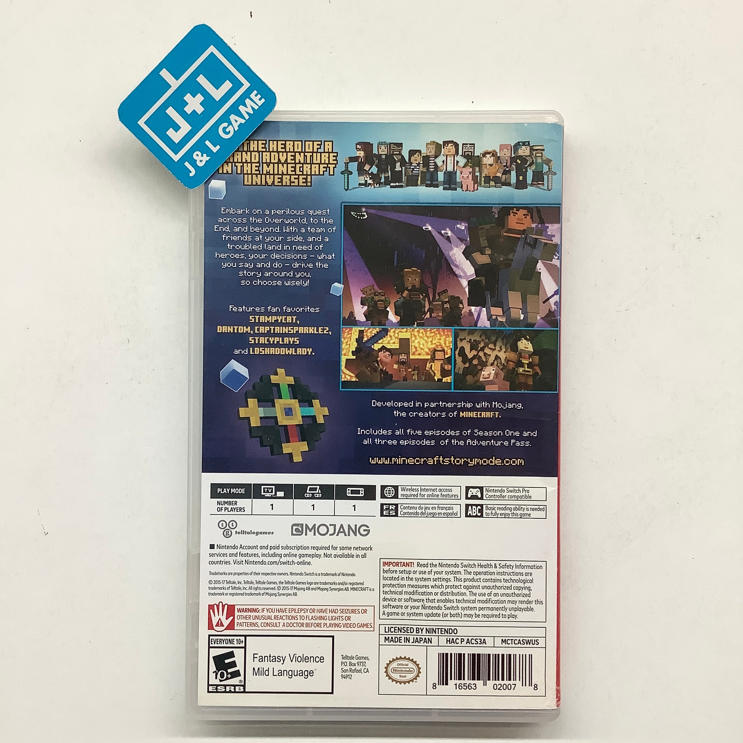 Minecraft: Story Mode - The Complete Adventure - (NSW) Nintendo Switch [Pre-Owned] Video Games Telltale Games   