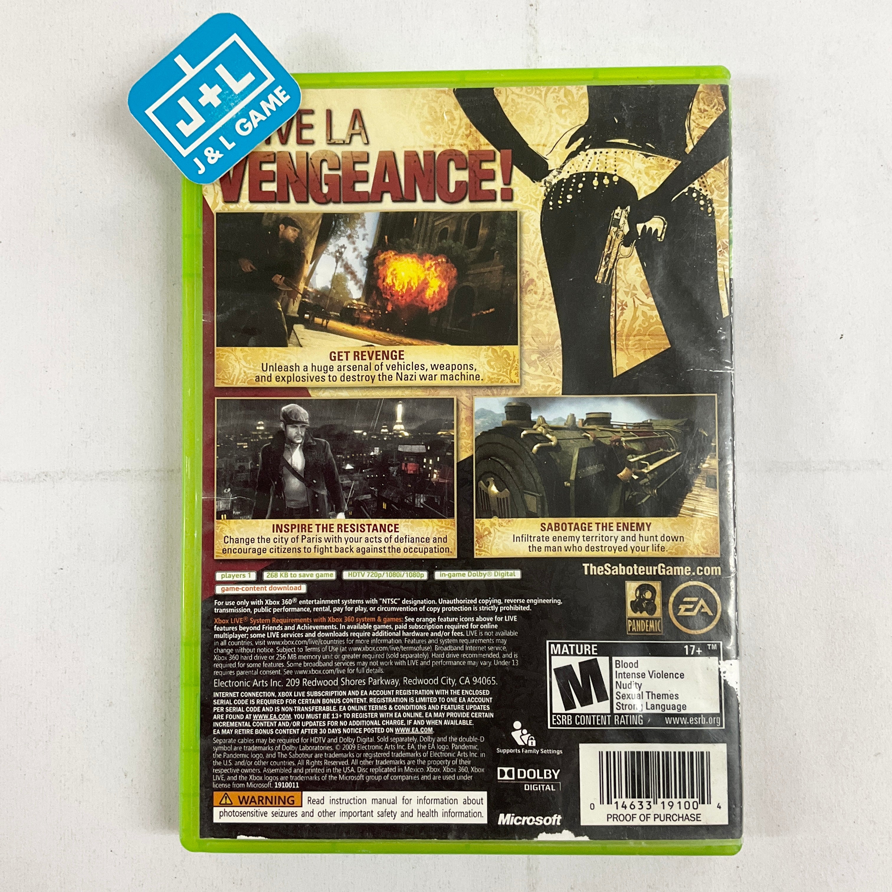 The Saboteur - Xbox 360 [Pre-Owned] Video Games Electronic Arts   