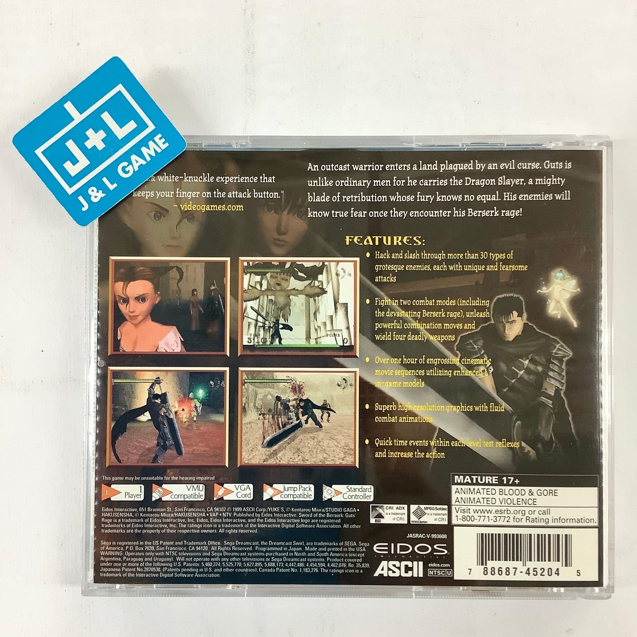 Sword of the Berserk: Guts' Rage - (DC) SEGA Dreamcast [Pre-Owned] Video Games Eidos Interactive   