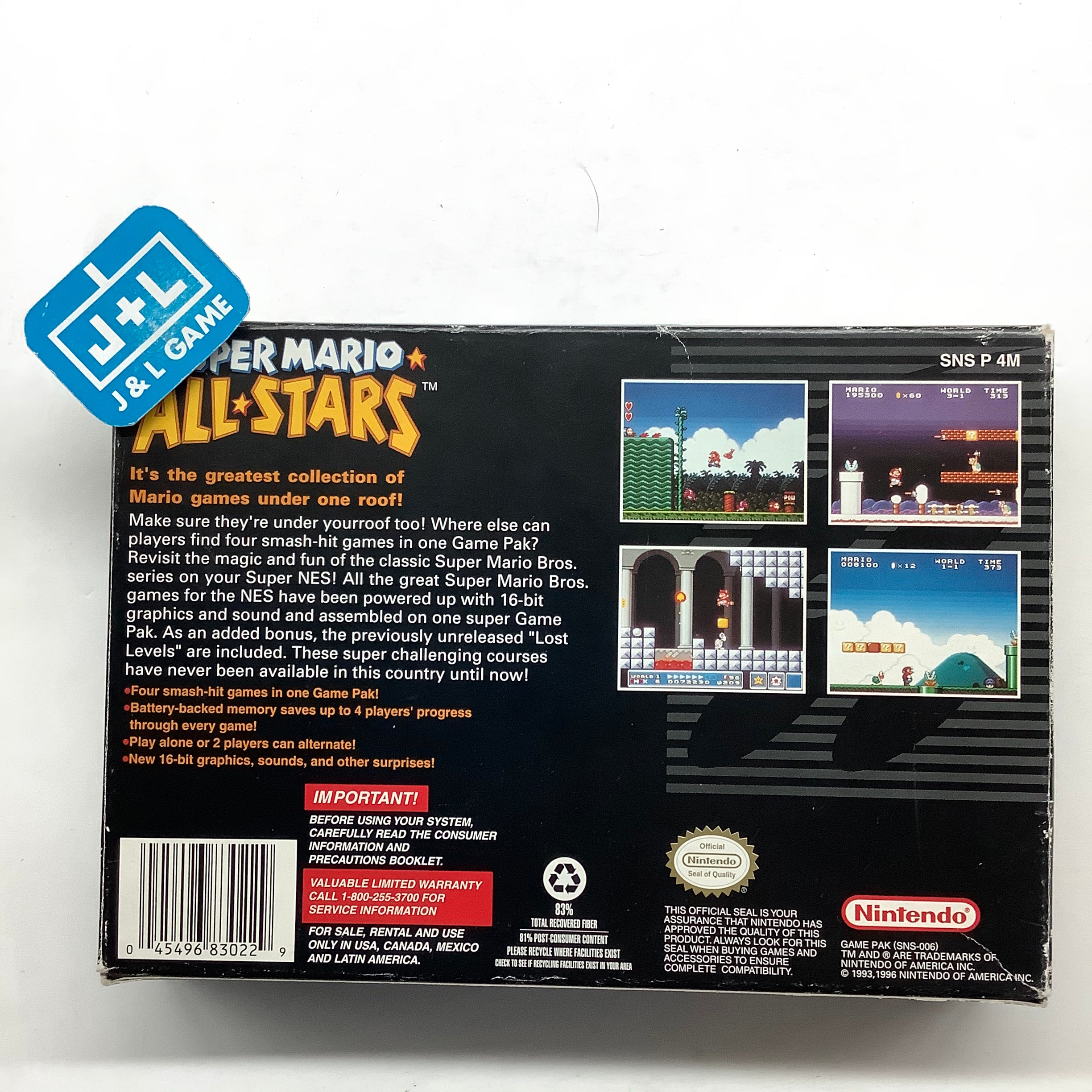 Super Mario All-Stars (Player's Choice) - (SNES) Super Nintendo [Pre-Owned] Video Games Nintendo   
