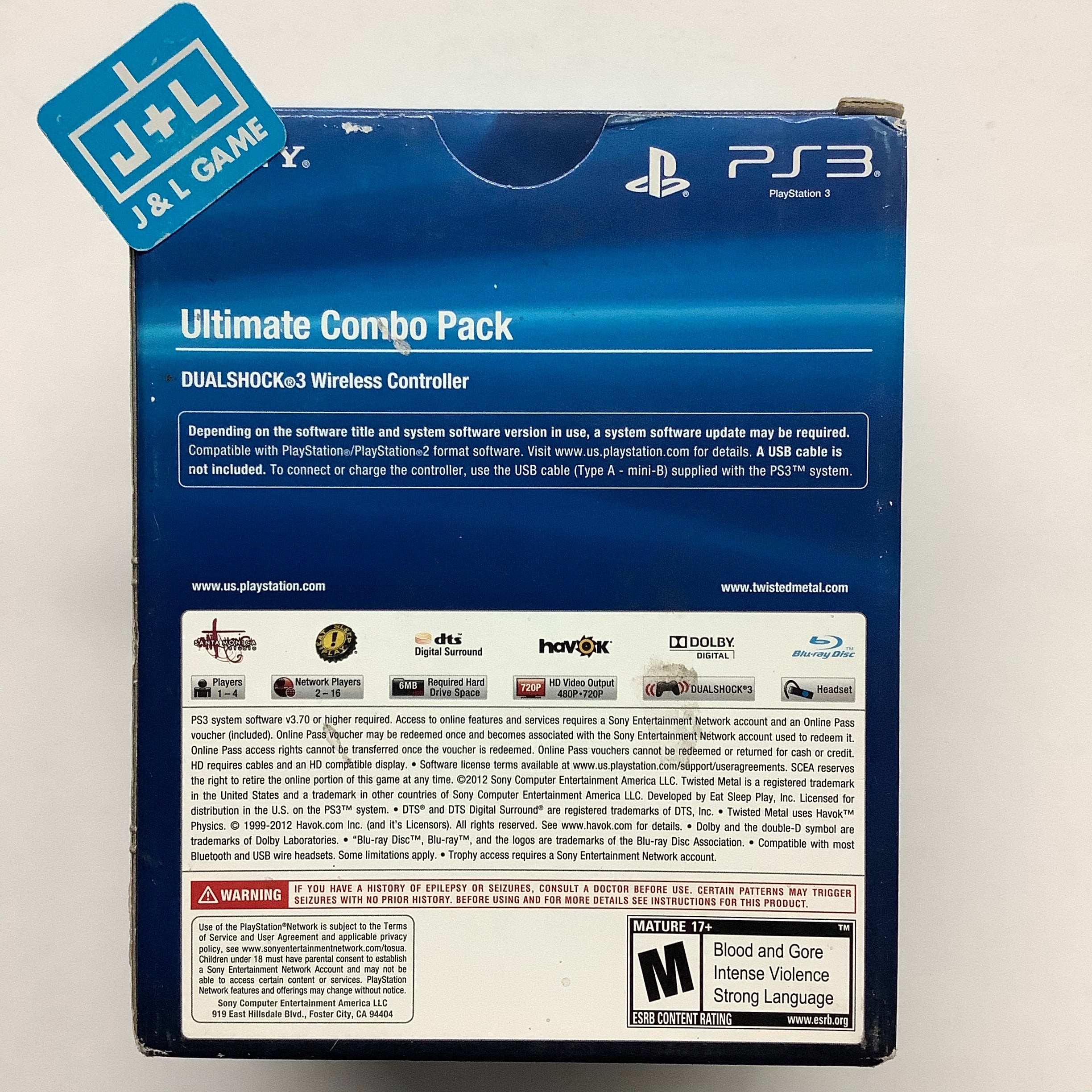 SONY Playstation 3 Twisted Metal & DUALSHOCK3 Wireless Controller - (PS3) Playstation 3 (Ultimate Combo Pack) Video Games PlayStation   