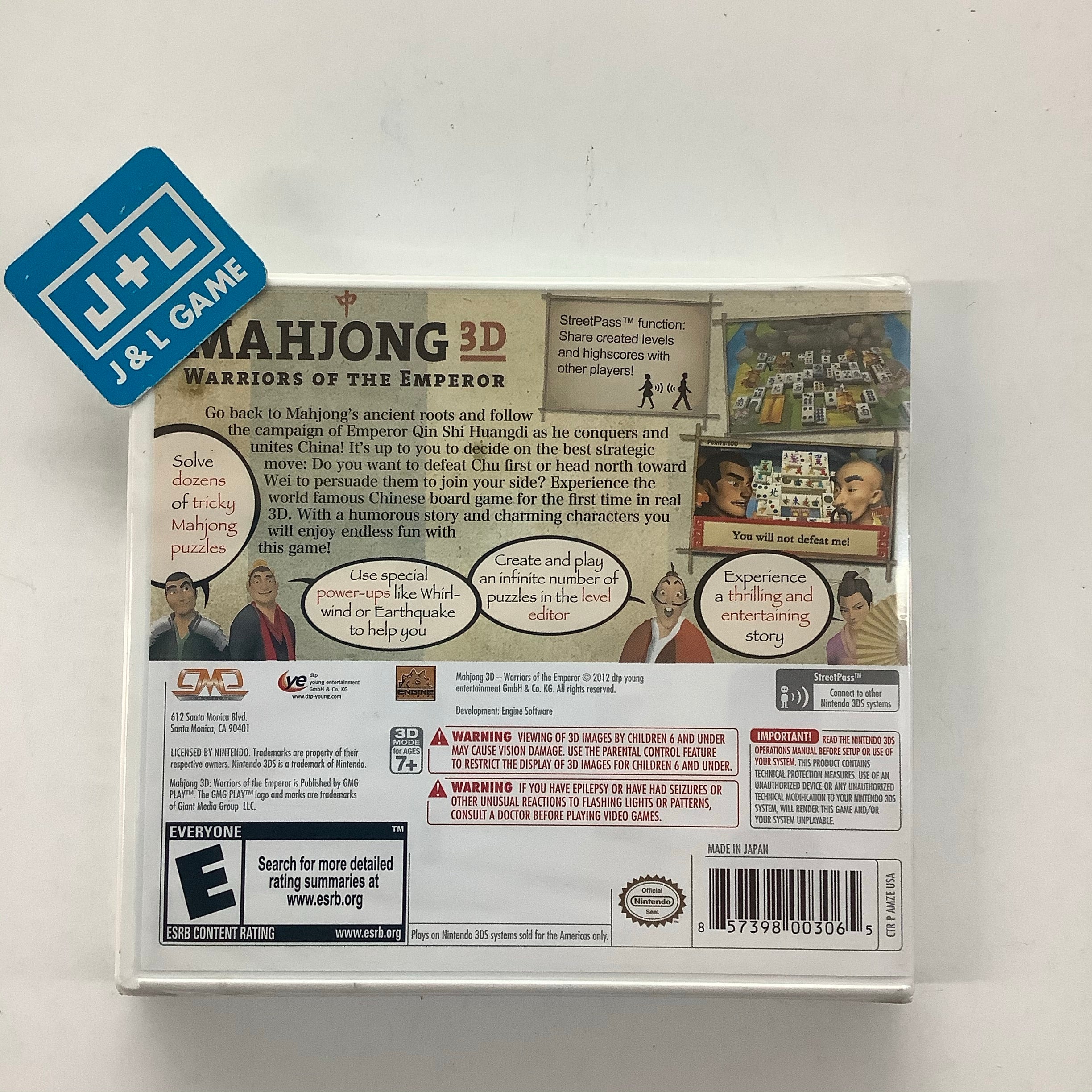 Mahjong 3D: Warriors of the Emperor - Nintendo 3DS Video Games Giant Media Group   