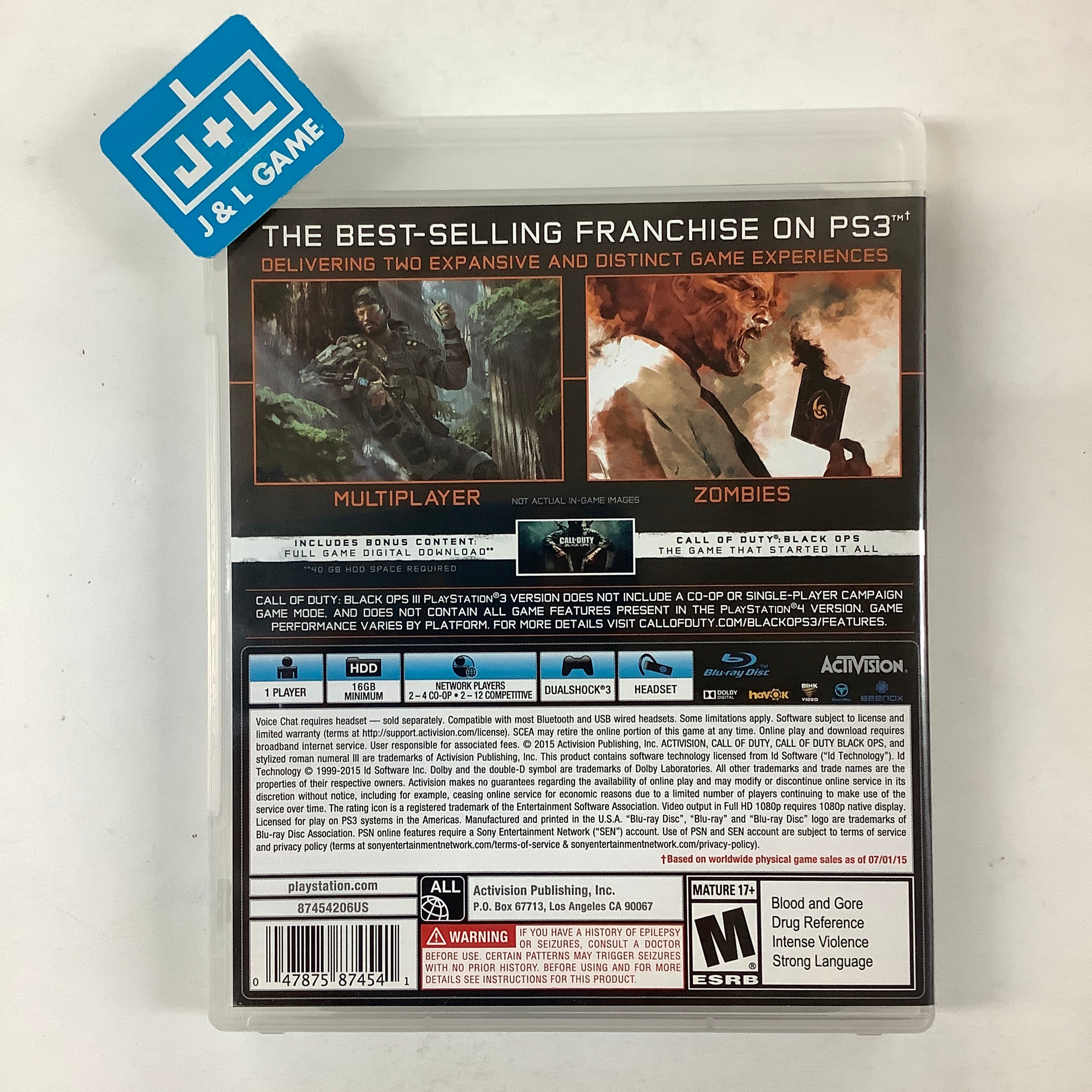 Call of Duty: Black Ops III (Multiplayer + Zombies Only) - (PS3) PlayStation 3 [Pre-Owned] Video Games Activision   