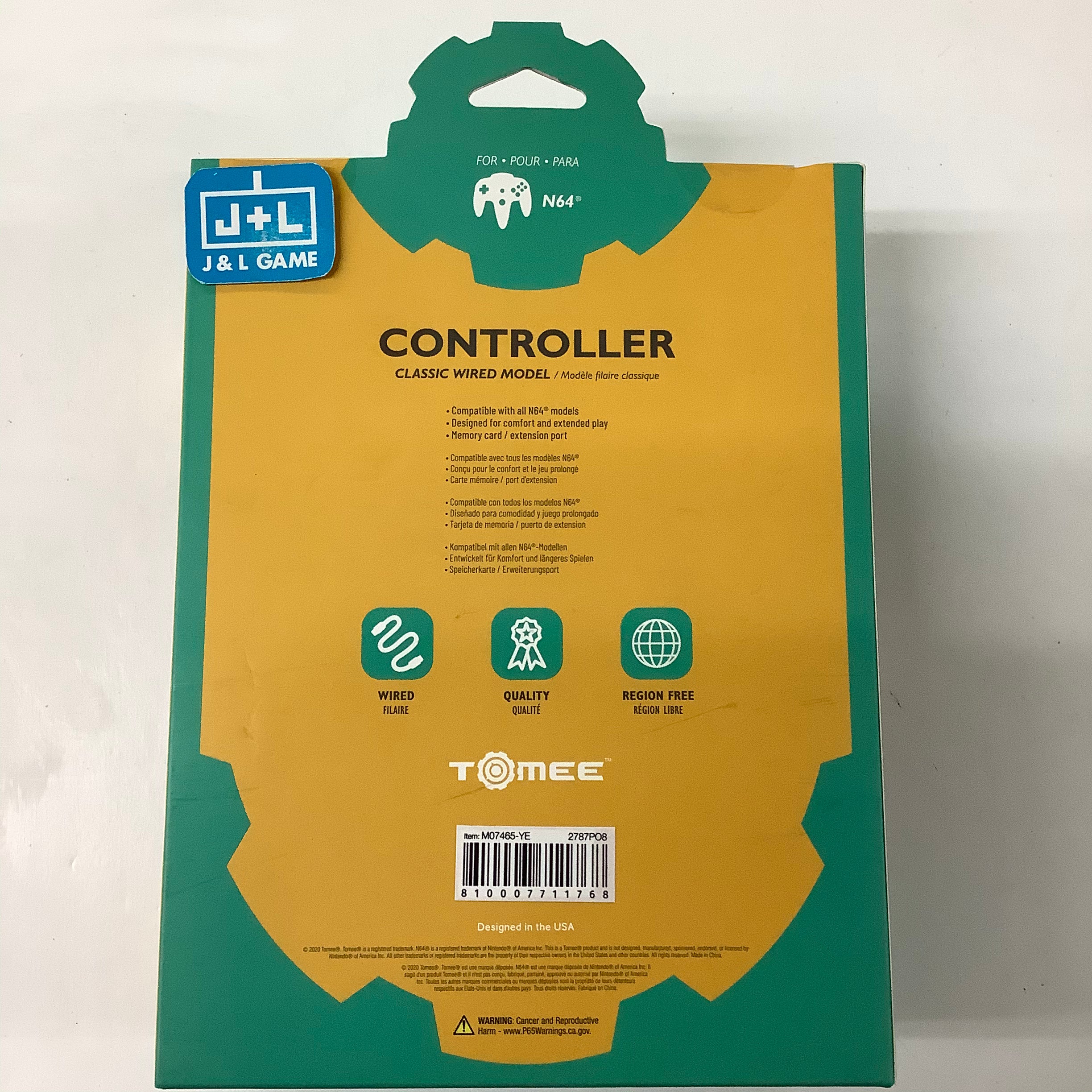 Tomee N64 Wired Controller (Yellow) - (N64) Nintendo 64 Accessories Tomee   