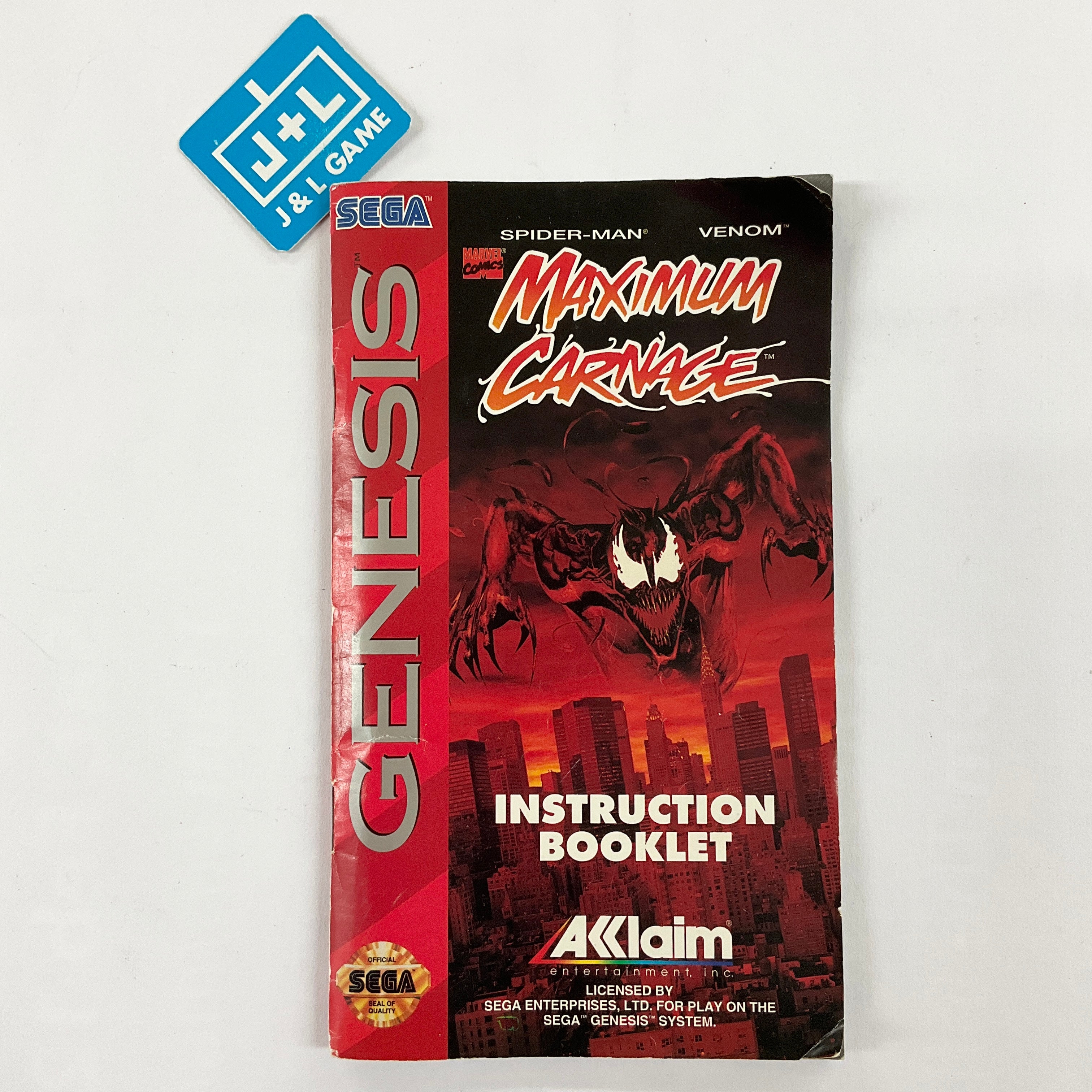 Spider-Man & Venom: Maximum Carnage (Red Cartridge) - SEGA Genesis [Pre-Owned] Video Games Acclaim   