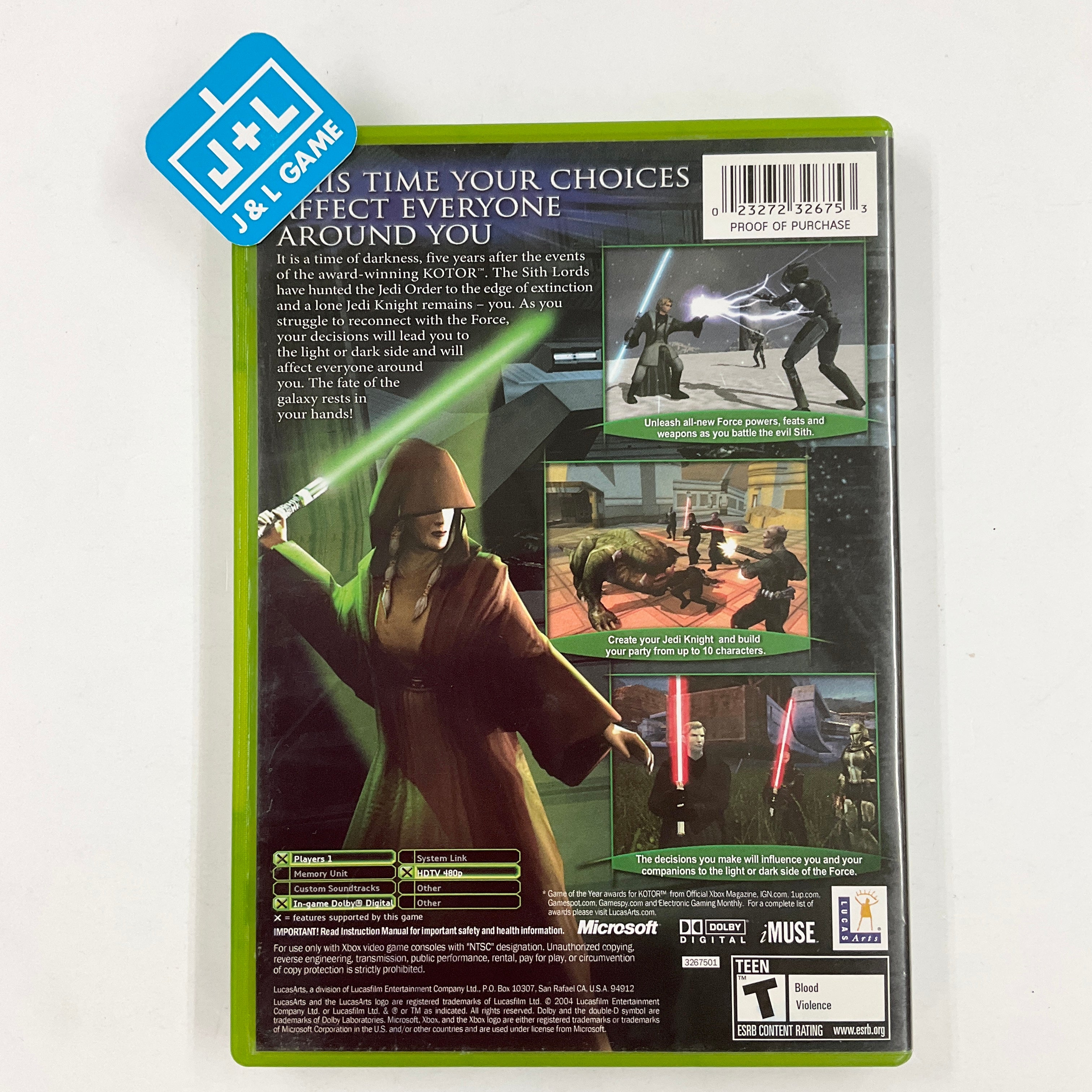Star Wars: Knights of the Old Republic II: The Sith Lords - (XB) Xbox [Pre-Owned] Video Games LucasArts   