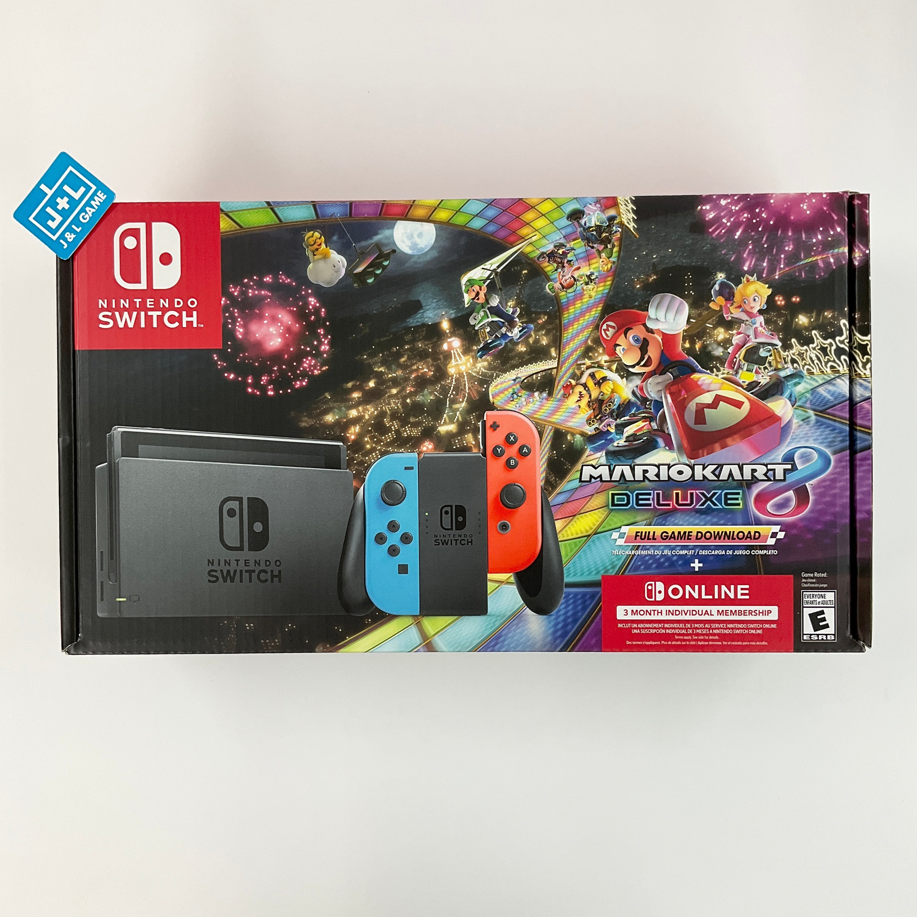 Nintendo Switch w/ Neon Blue & Neon Red Joy-Con + Mario Kart 8 Deluxe (Full Game Download) - Nintendo Switch Consoles Nintendo   