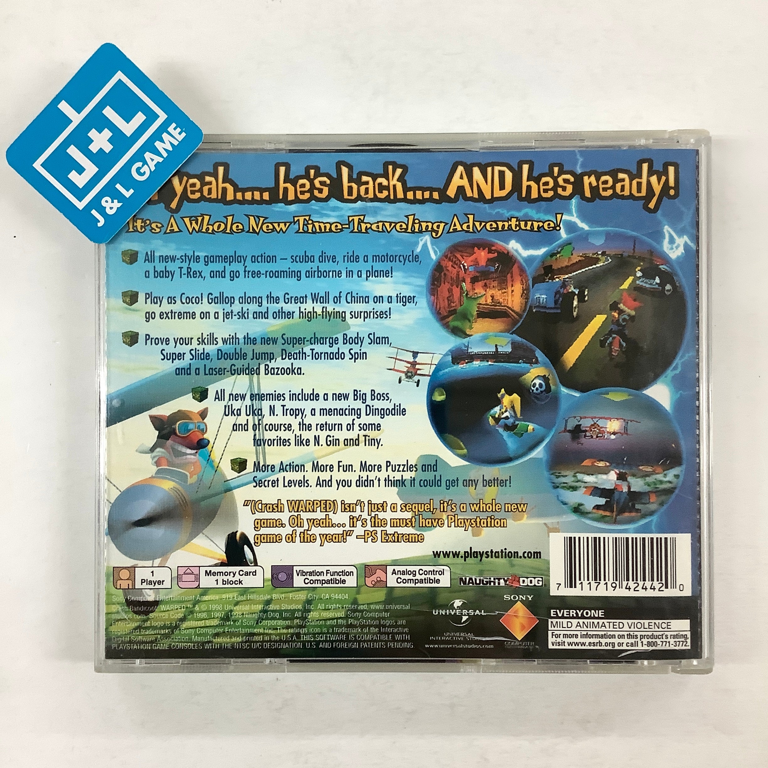 Crash Bandicoot 3: Warped (Lenticular Cover) - (PS1) PlayStation 1 [Pre-Owned] Video Games SCEA   