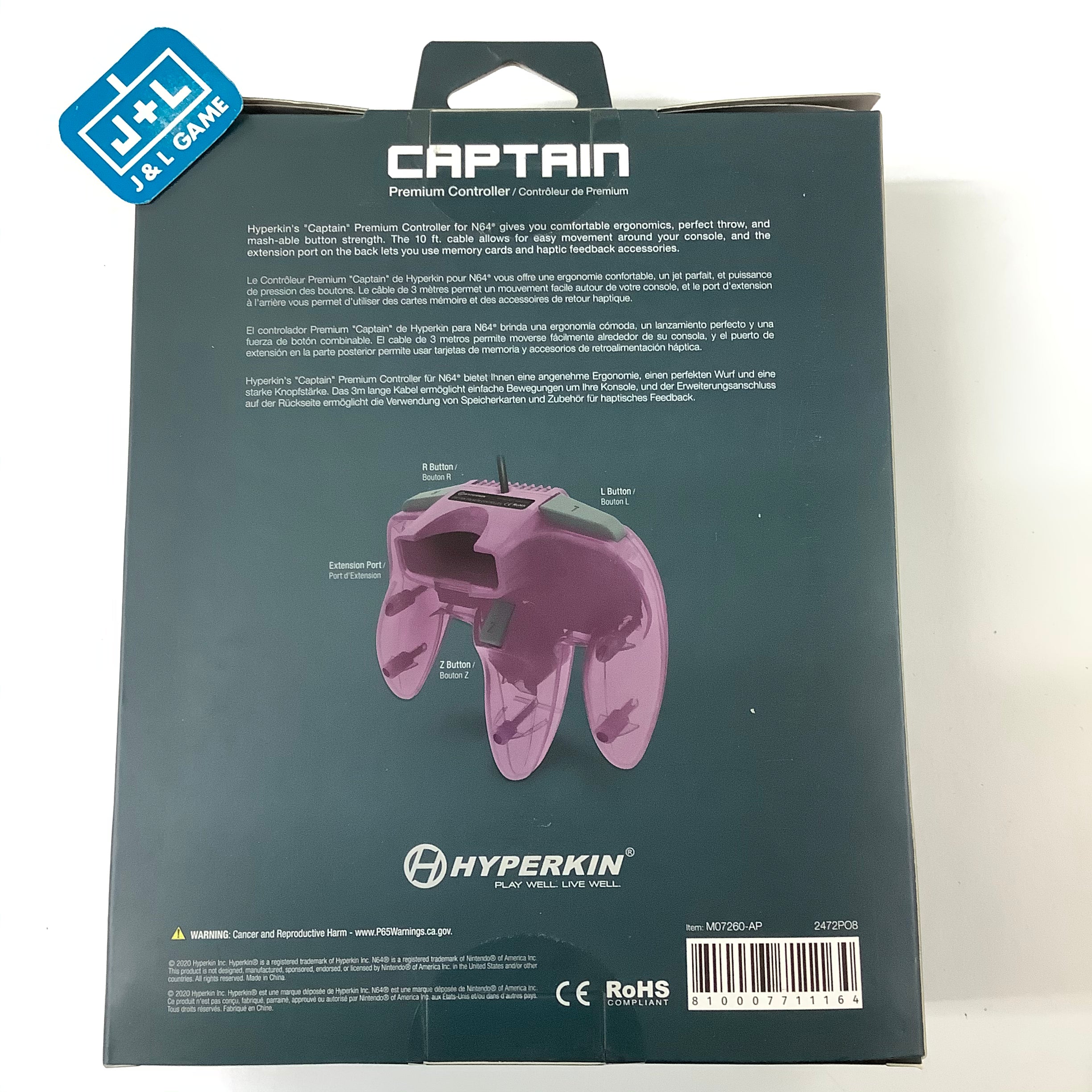 Hyperkin Captain Premium Controller (Amethyst Purple) - (N64) Nintendo ...