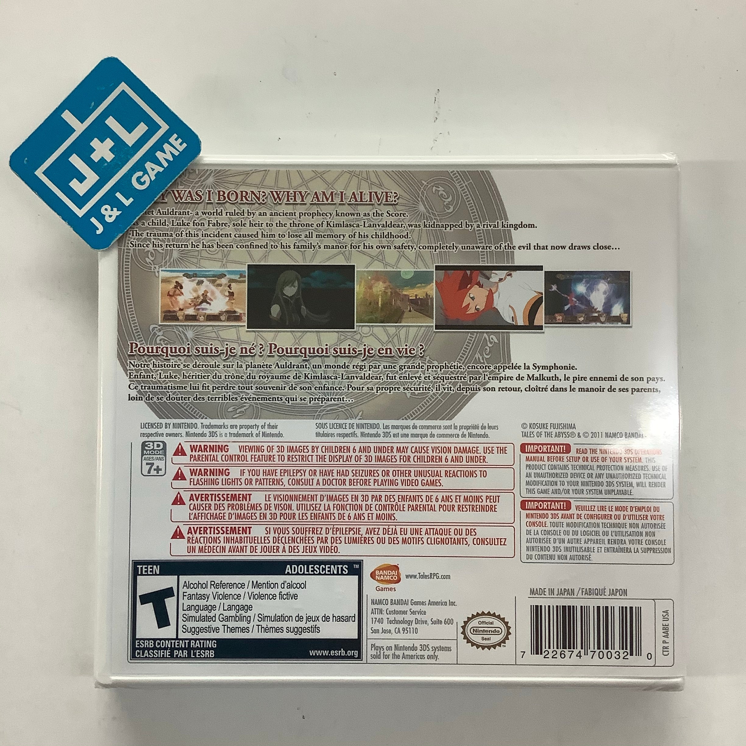 Tales of the Abyss - Nintendo 3DS Video Games Namco Bandai Games   