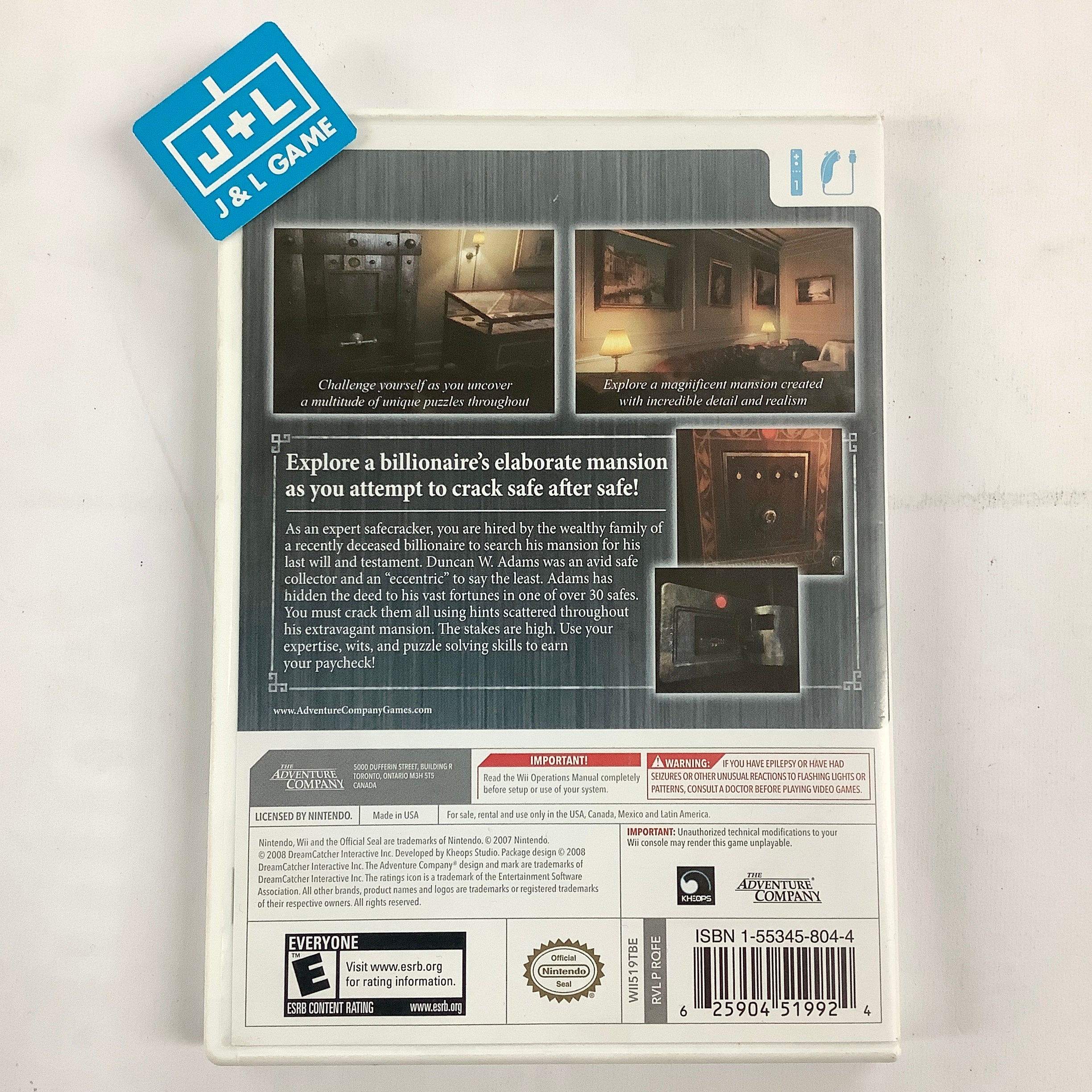 Safecracker: The Ultimate Puzzle Adventure - Nintendo Wii [Pre-Owned] Video Games The Adventure Company   