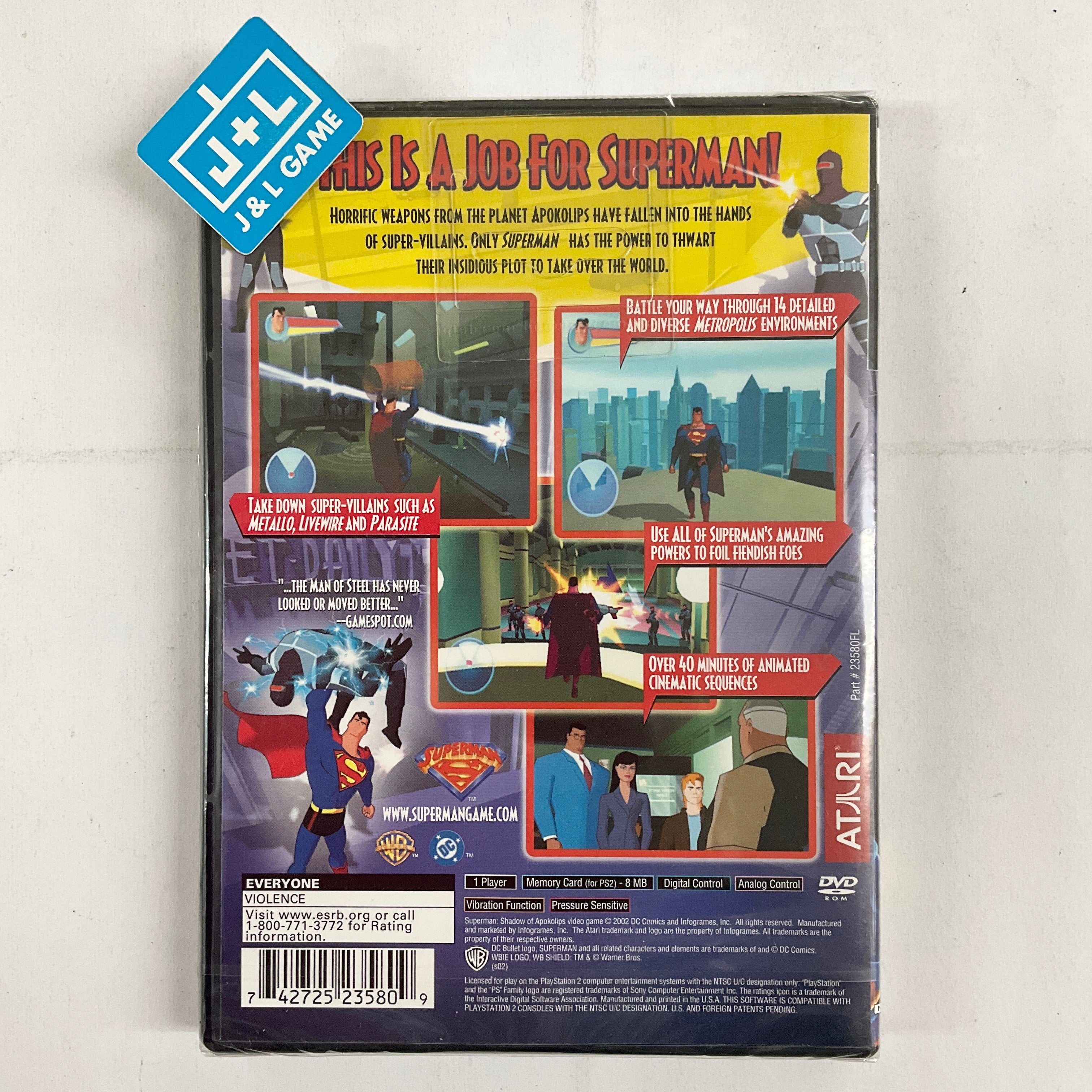 Superman Sombra De Apokolips Shadow Play Station 2, PS2, PAL SPANISH Superman Sombra De Apokolips Shadow Play Station 2, PS2, PAL SPANISH