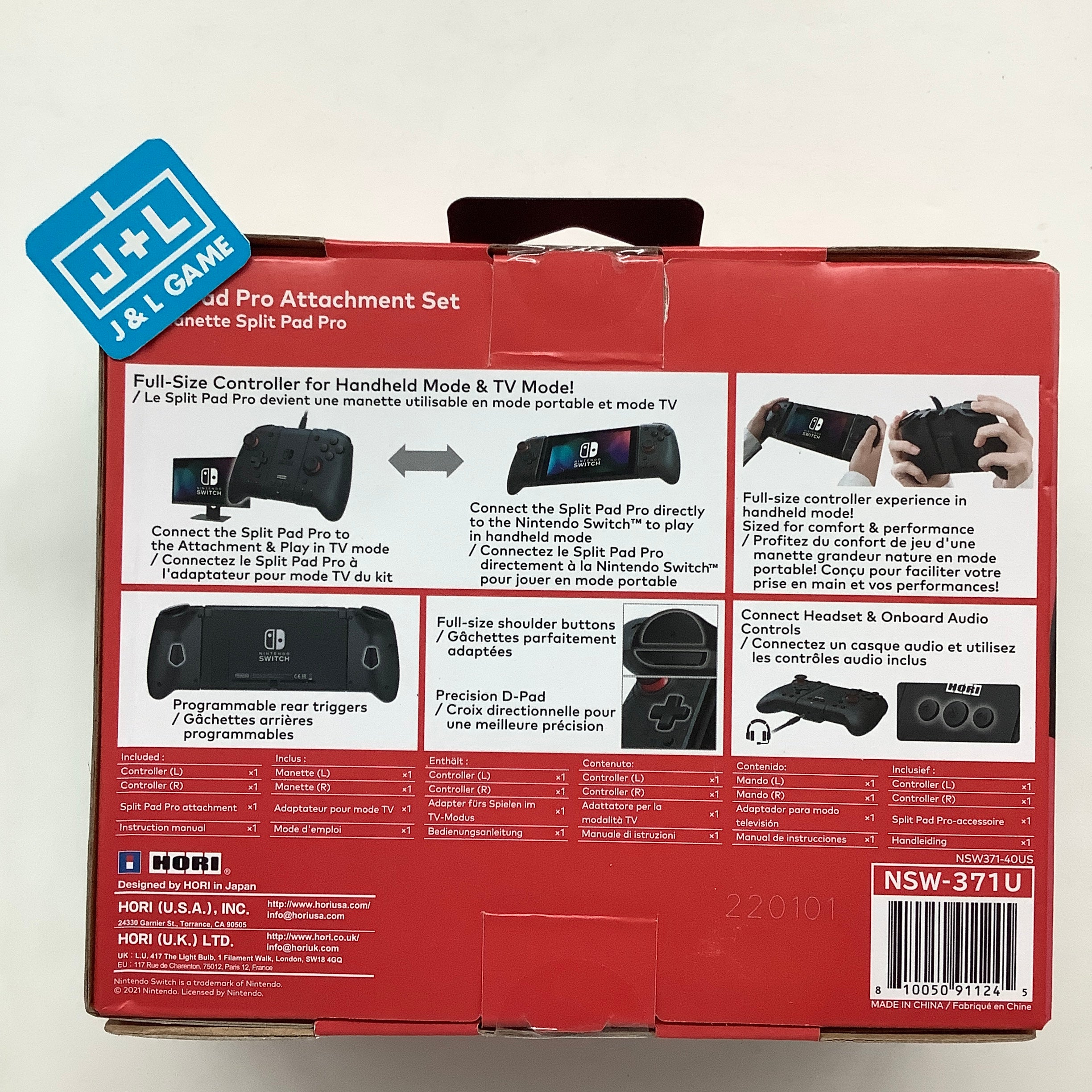 HORI Nintendo Switch Split Pad Pro Attachment Set (Black