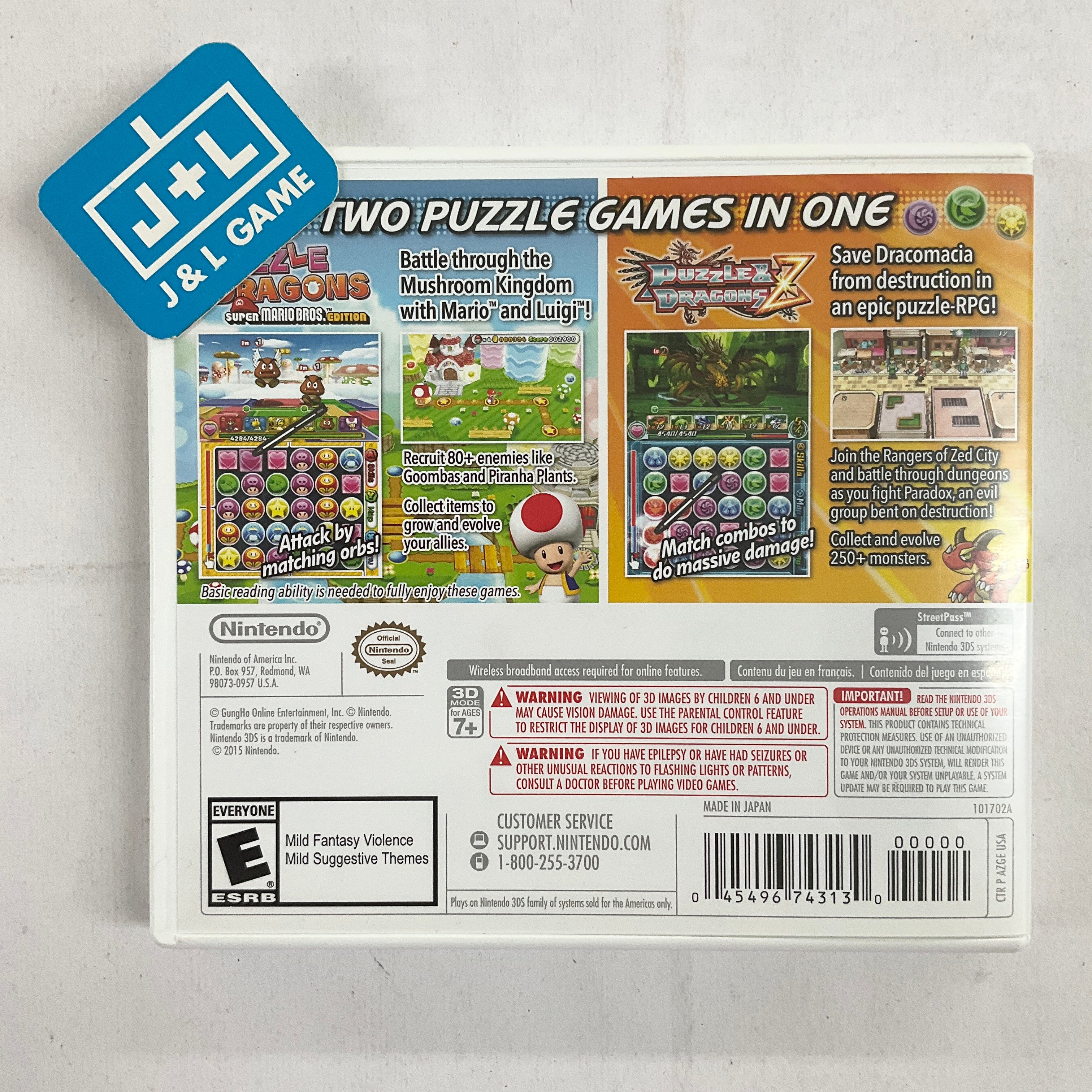Puzzle & Dragons Z + Puzzle & Dragons: Super Mario Bros. Edition - Nintendo 3DS [Pre-Owned] Video Games Nintendo   