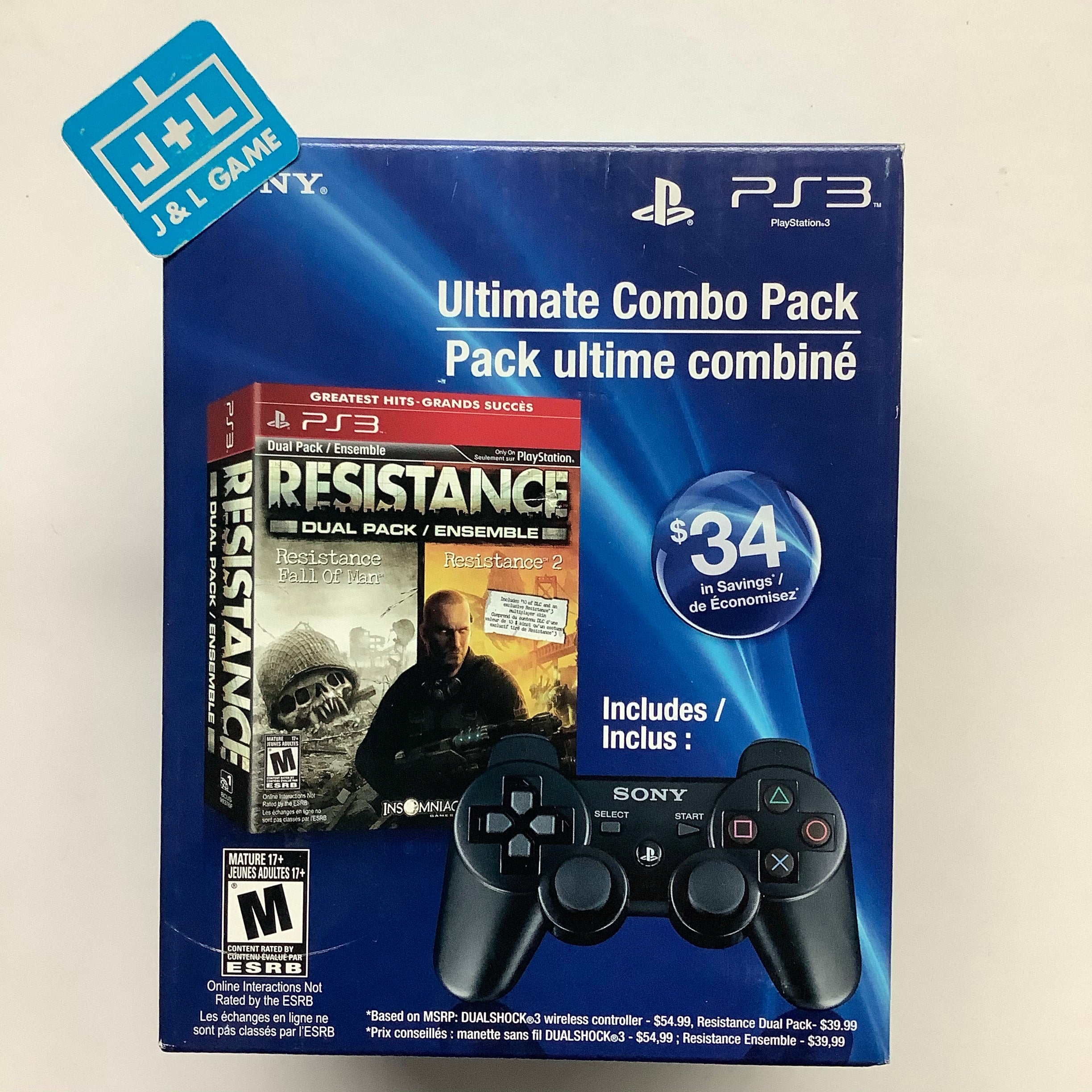 SONY Playstation 3 Resistance Dual Pack & DUALSHOCK3 Wireless Controller - (PS3) Playstation 3 (Ultimate Combo Pack) Video Games PlayStation   