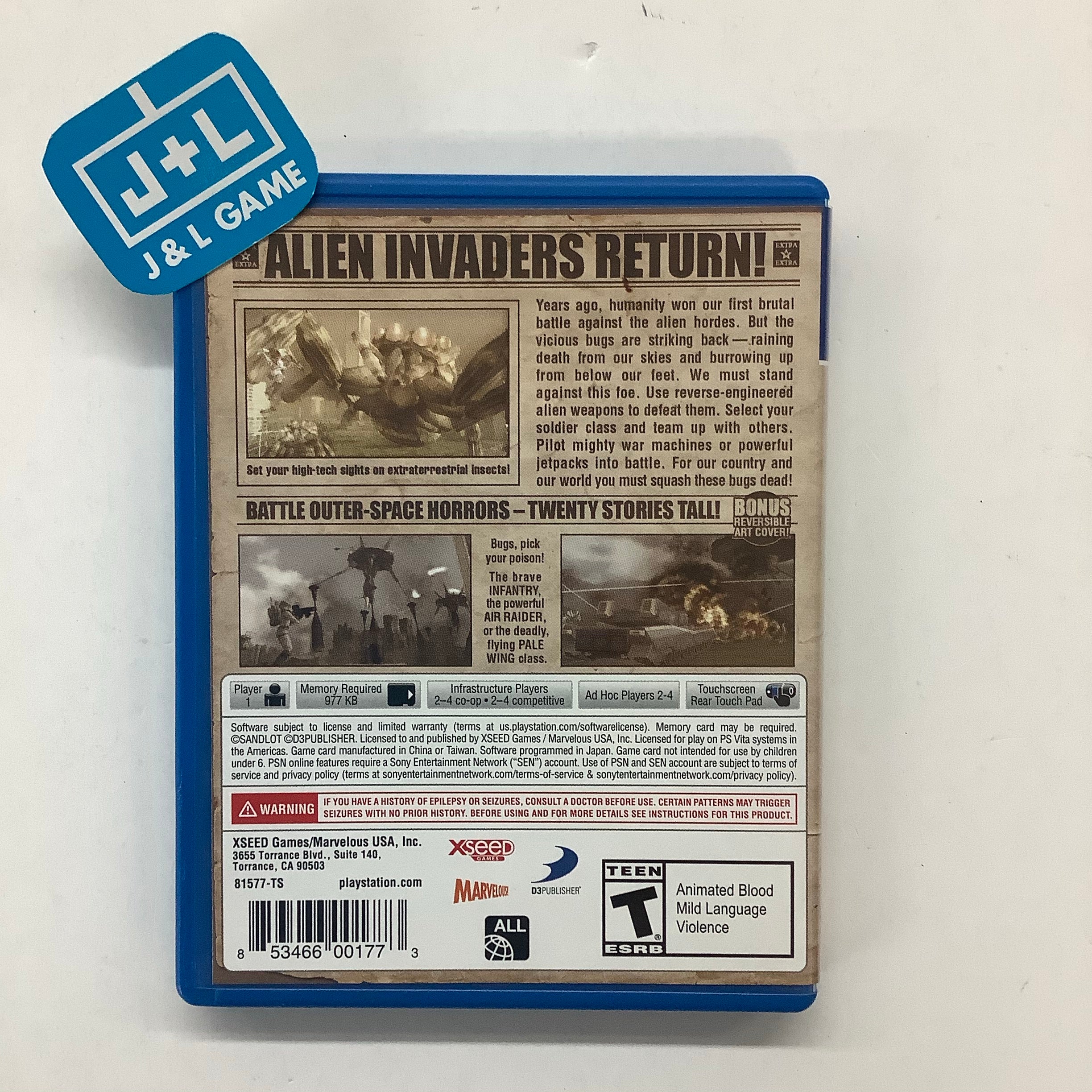 Earth Defense Force 2: Invaders From Planet Space - (PSV) PlayStation Vita [Pre-Owned] Video Games XSEED Games   