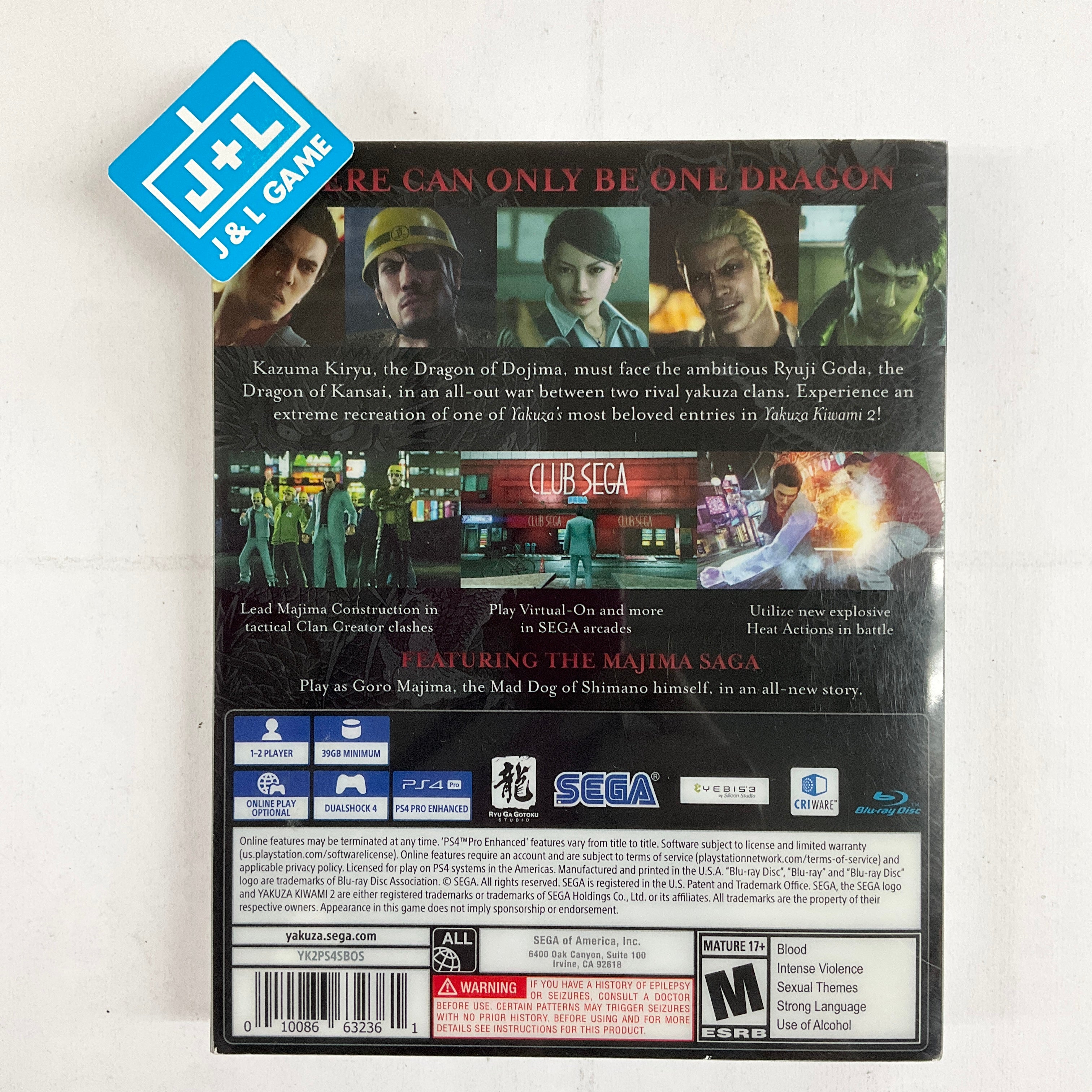 Yakuza Kiwami 2 (SteelBook Edition) - (PS4) PlayStation 4 [Pre-Owned] Video Games SEGA