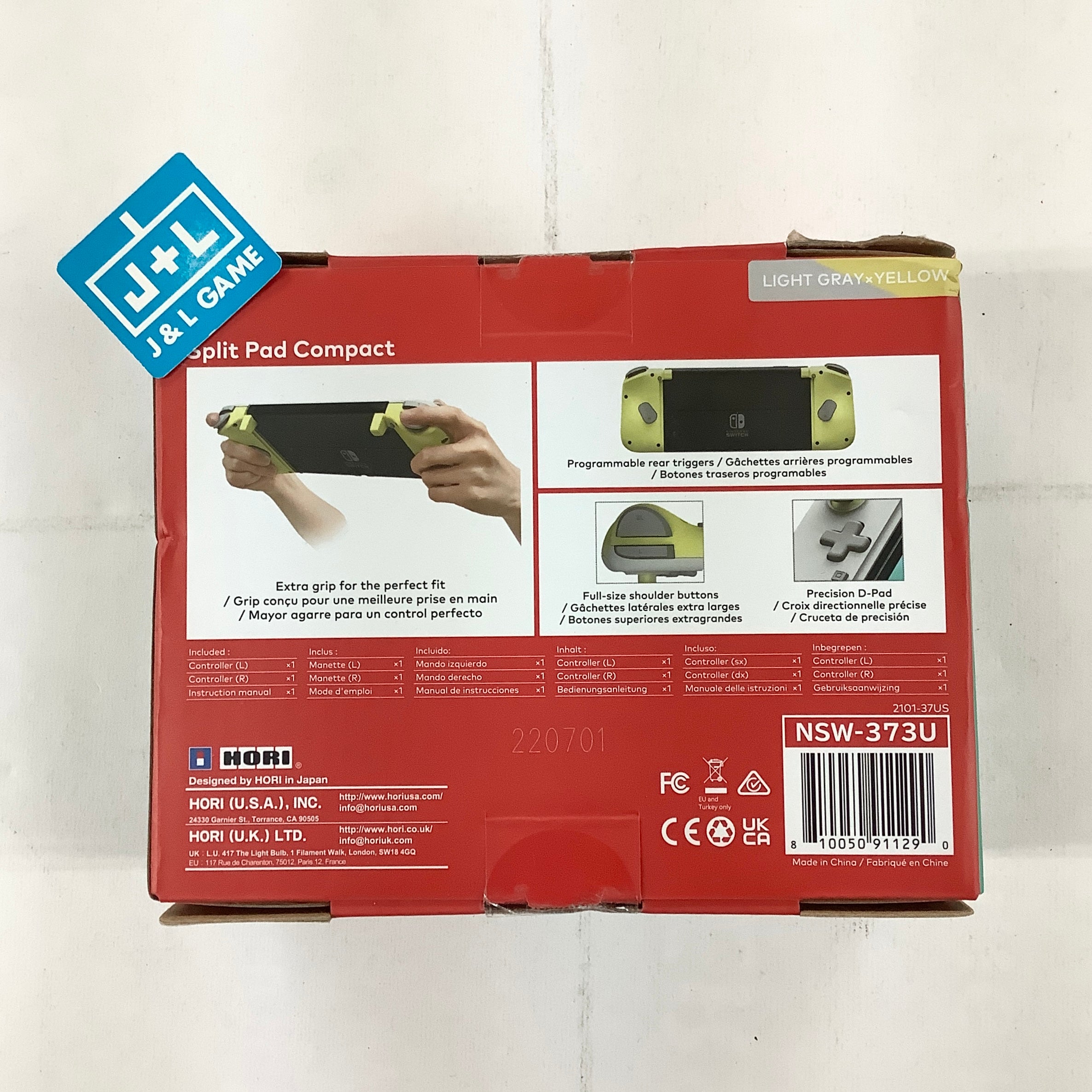 HORI Nintendo Switch Split Pad Compact (Light Gray & Yellow) - (NSW) Nintendo Switch Accessories HORI   
