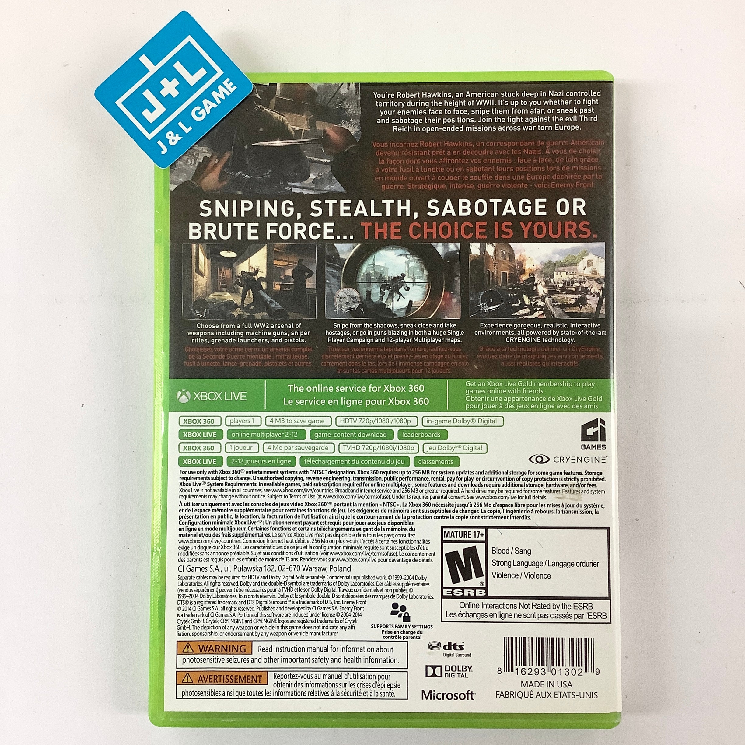 Enemy Front - Xbox 360 [Pre-Owned] Video Games Namco Bandai Games   