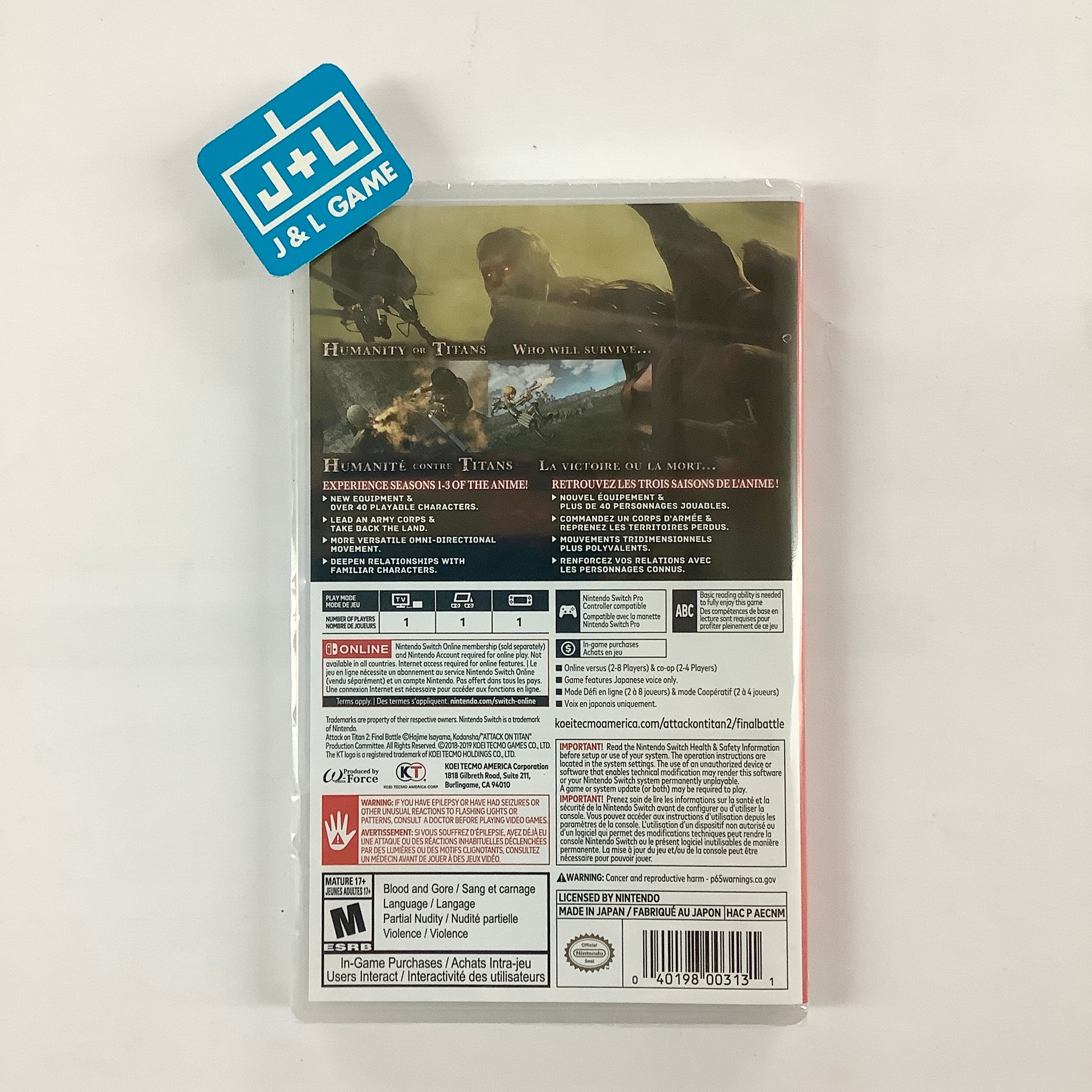 Attack On Titan 2: Final Battle - (NSW) Nintendo Switch Video Games Koei Tecmo   