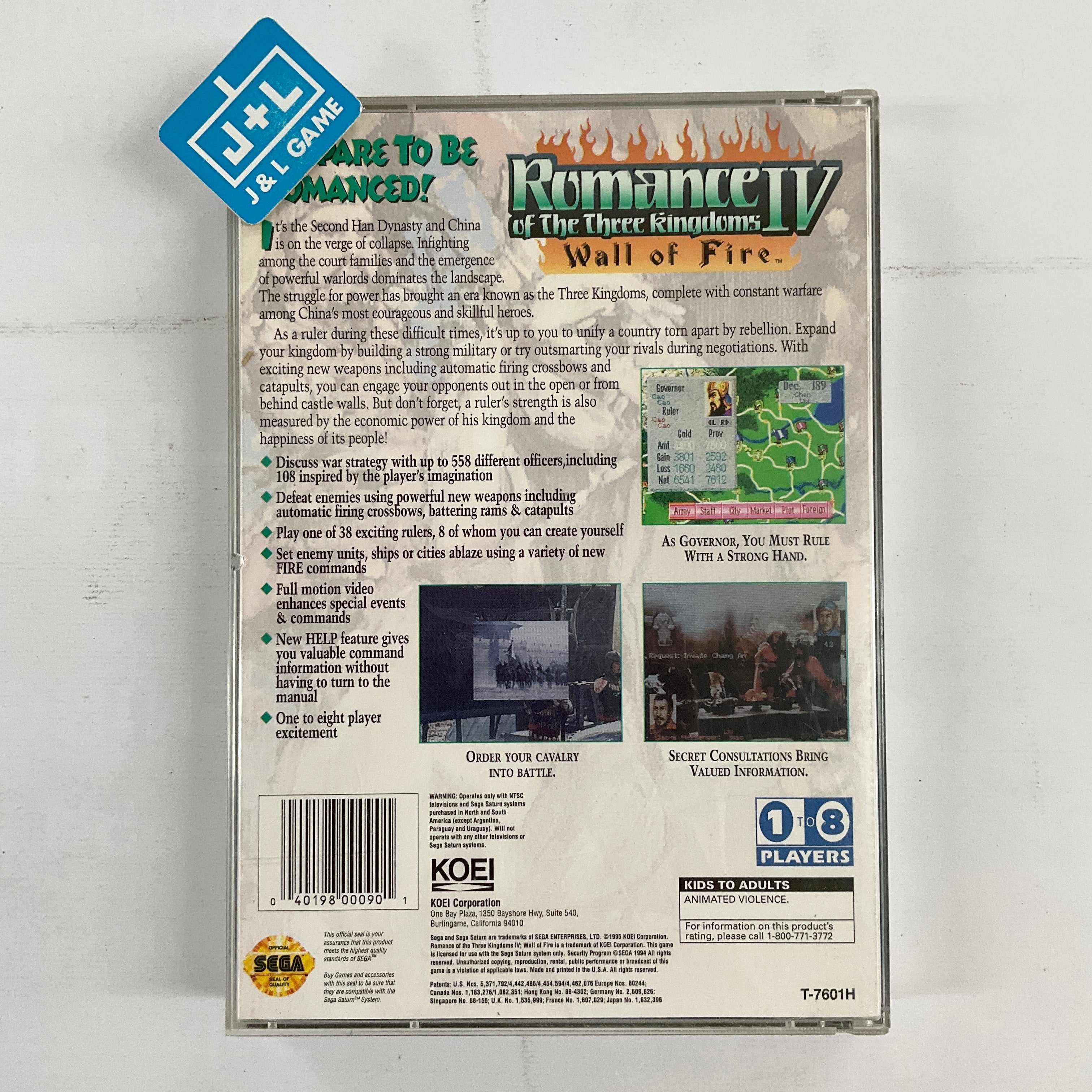 Romance of the Three Kingdoms IV: Wall of Fire - (SS) SEGA Saturn [Pre-Owned] Video Games Koei   