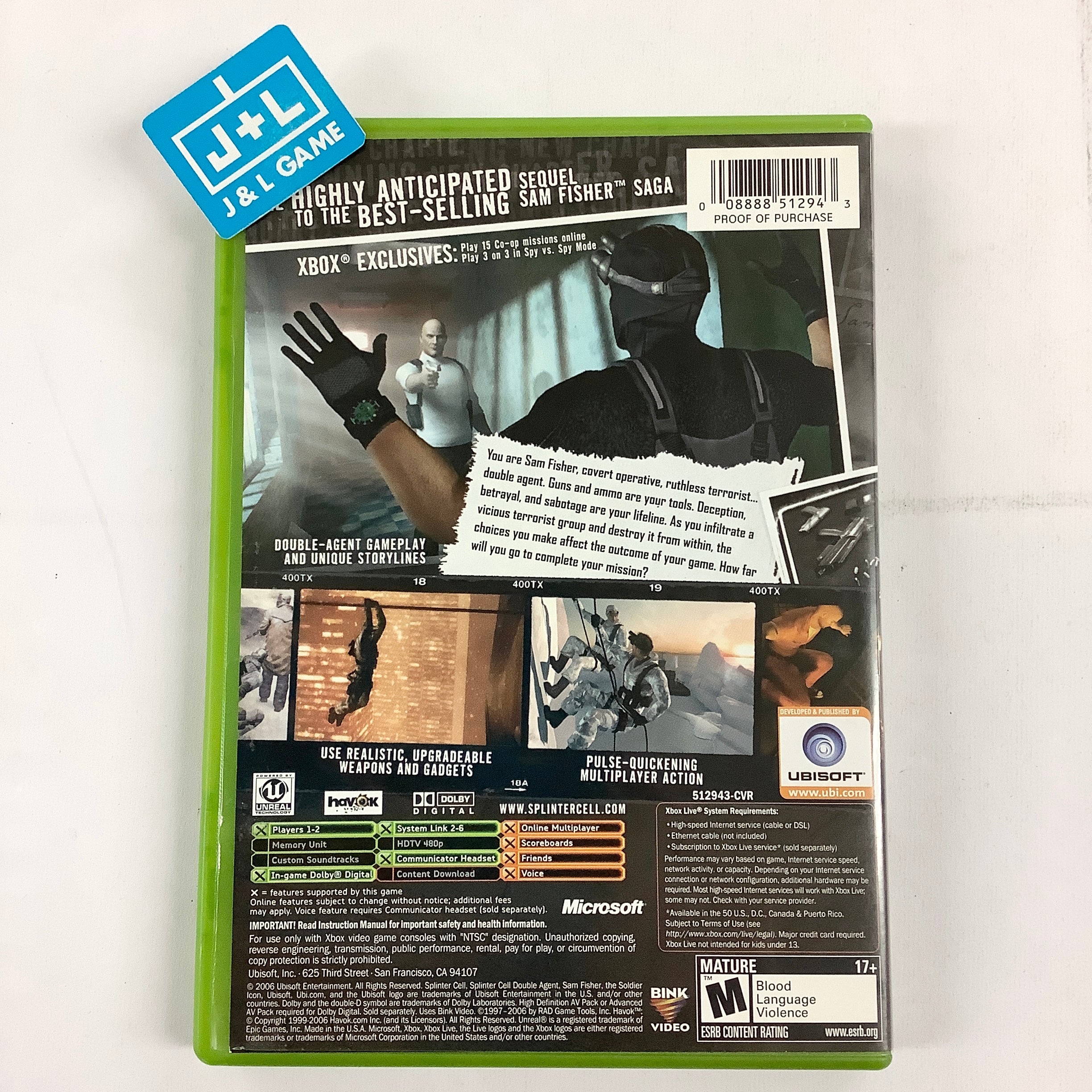 Tom Clancy's Splinter Cell Double Agent - (XB) Xbox [Pre-Owned] Video Games Ubisoft   