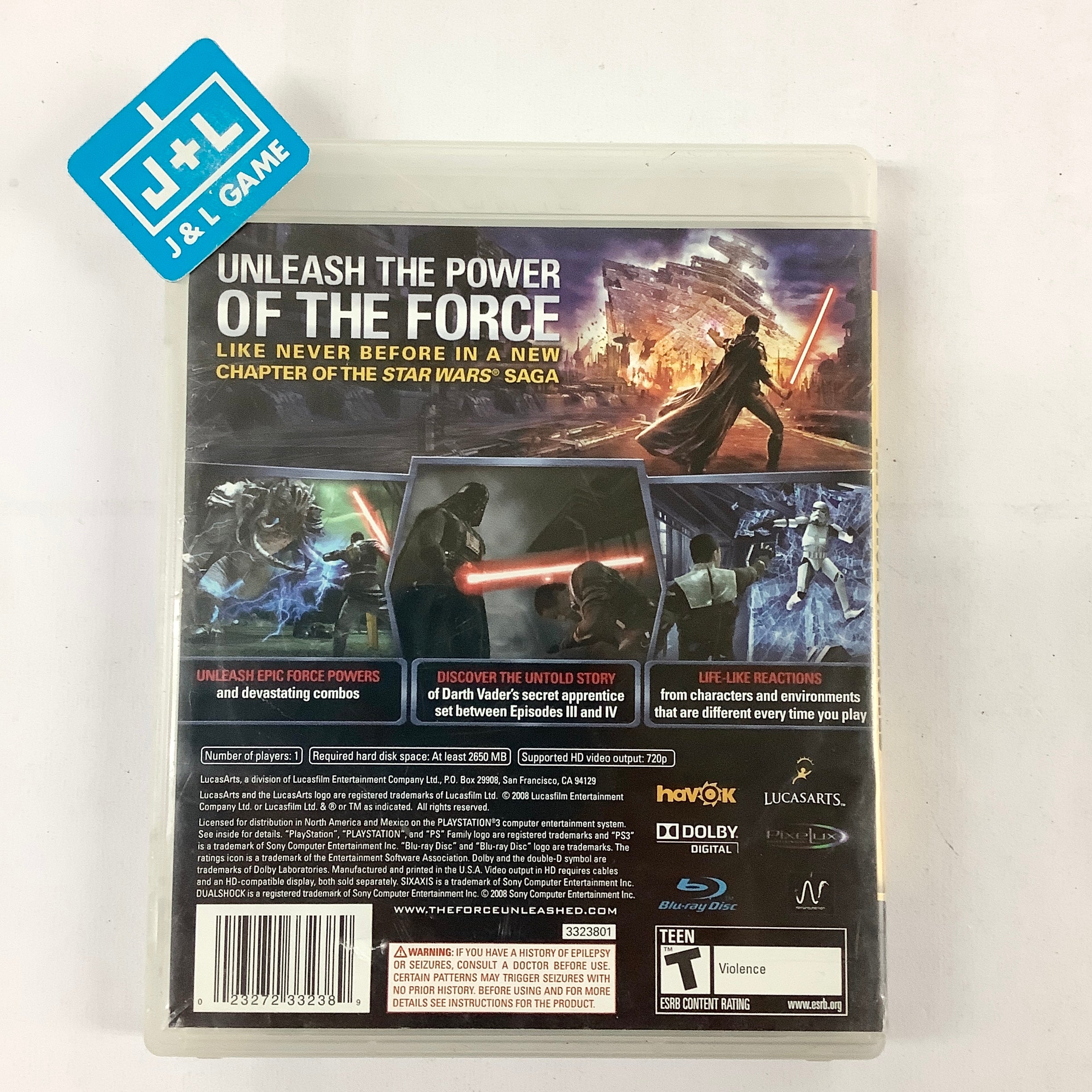 Star Wars: The Force Unleashed - (PS3) PlayStation 3 [Pre-Owned] Video Games LucasArts   