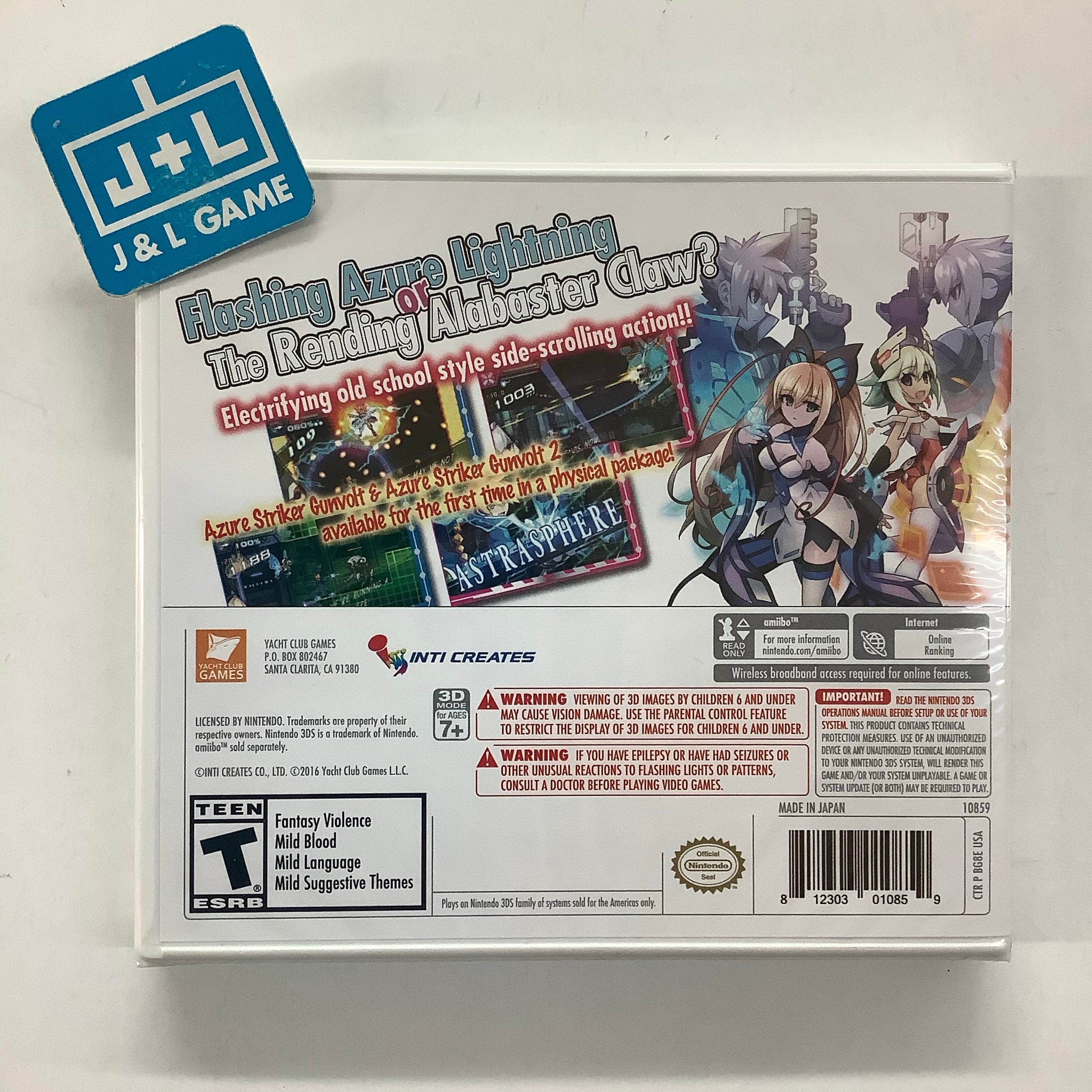 Azure Striker Gunvolt Striker Pack Nintendo 3DS J&L Game